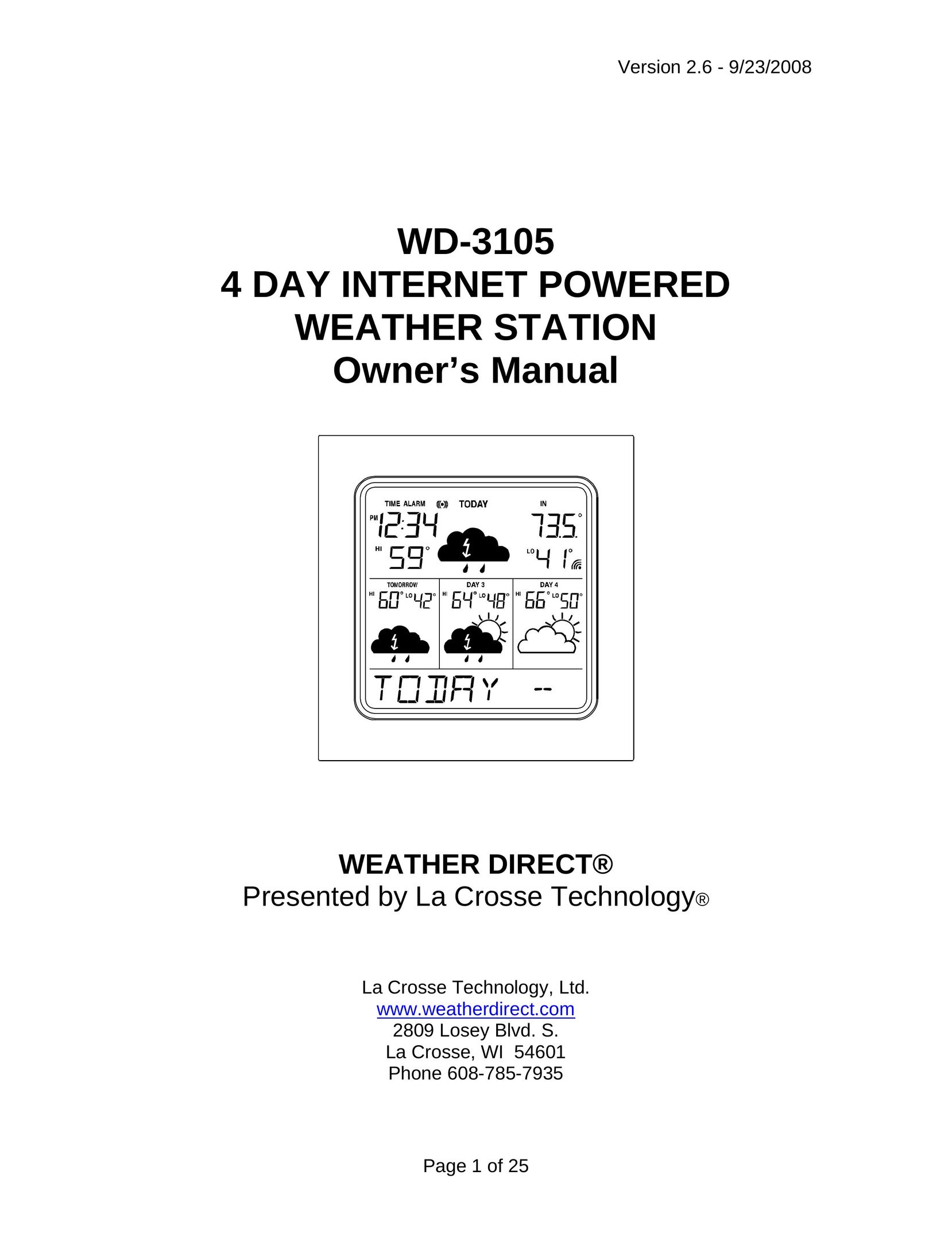 La Crosse Technology WD-3105 Portable Radio User Manual
