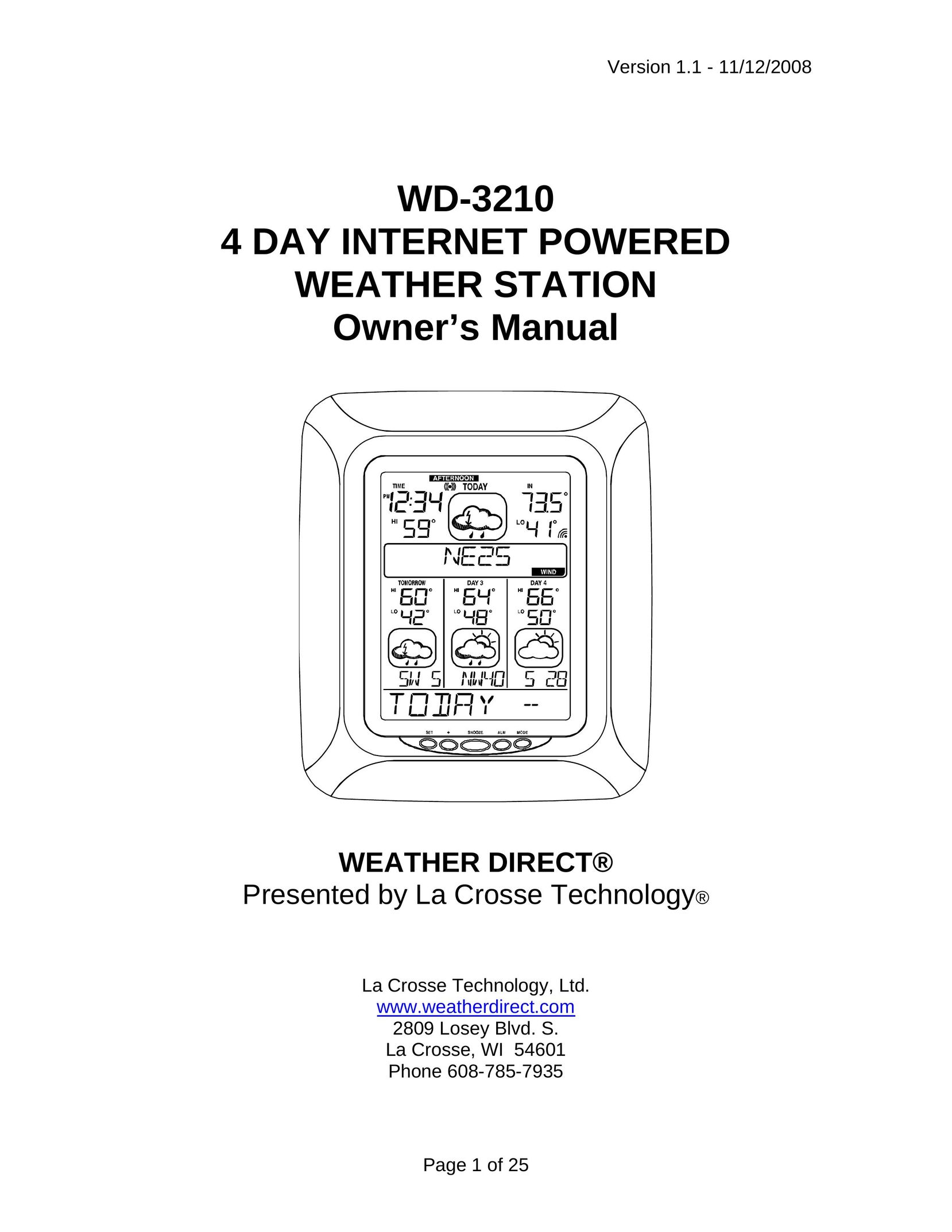 La Crosse Technology WD-3210 Portable Radio User Manual