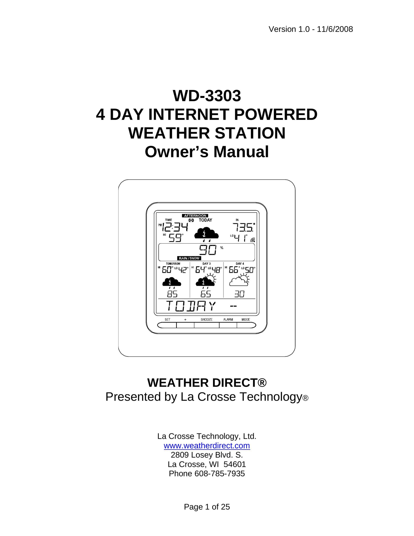 La Crosse Technology WD-3303 Portable Radio User Manual