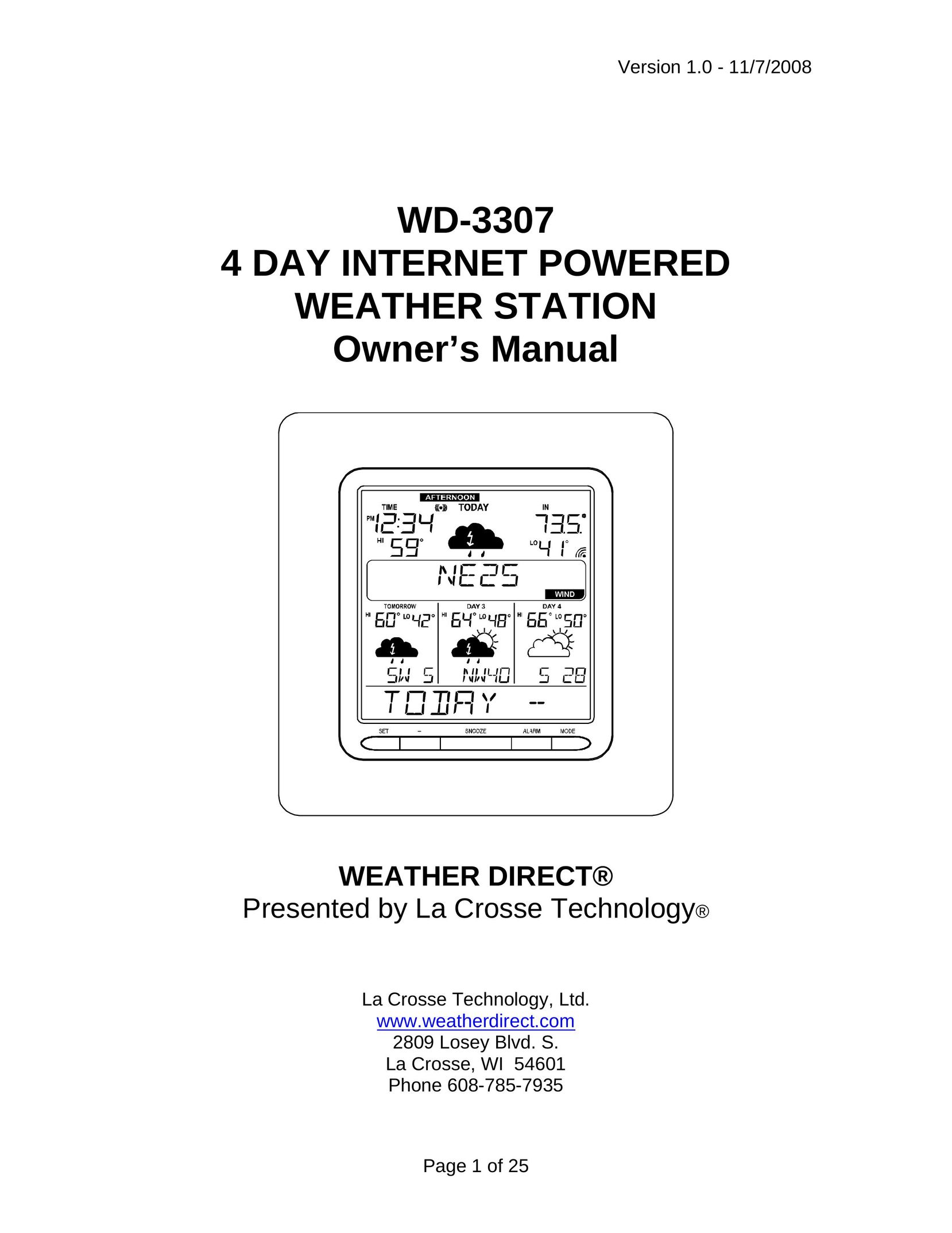 La Crosse Technology WD-3307 Portable Radio User Manual