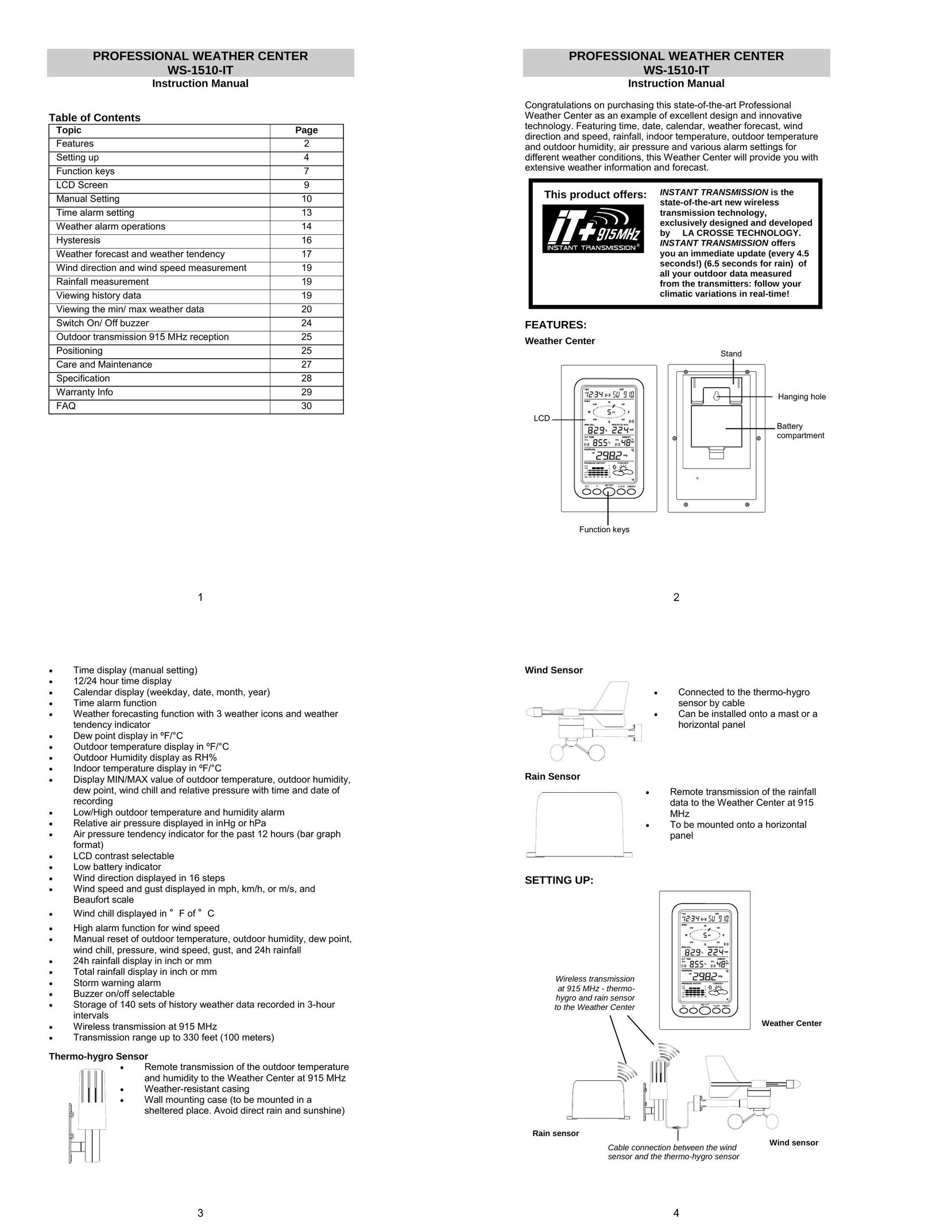 La Crosse Technology WS-1510-IT Portable Radio User Manual