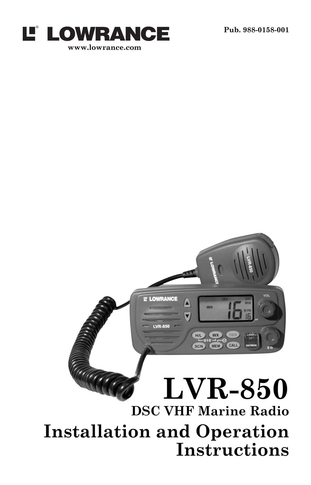 Lowrance electronic LVR-850 Portable Radio User Manual