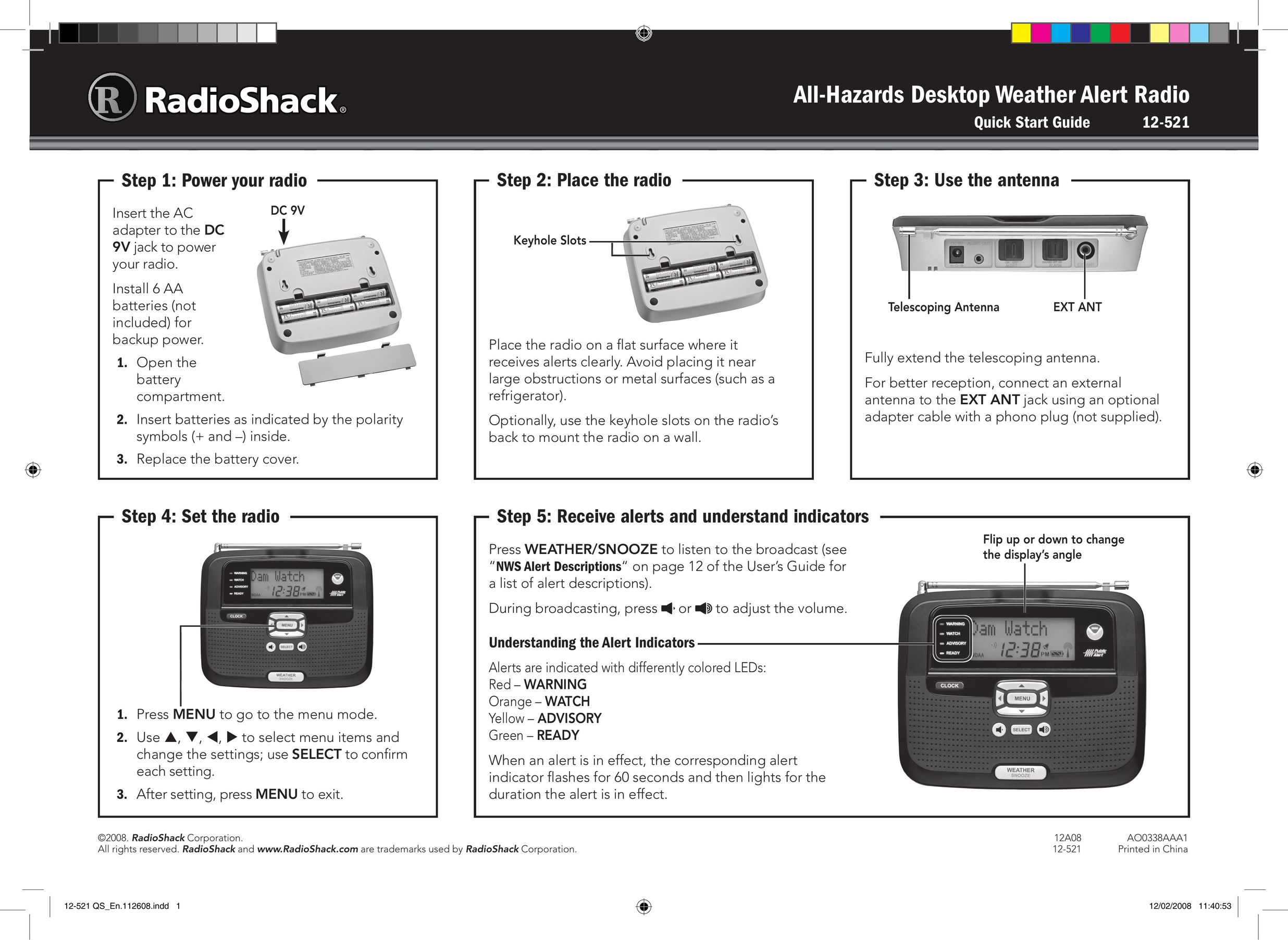 Radio Shack 12-521 Portable Radio User Manual