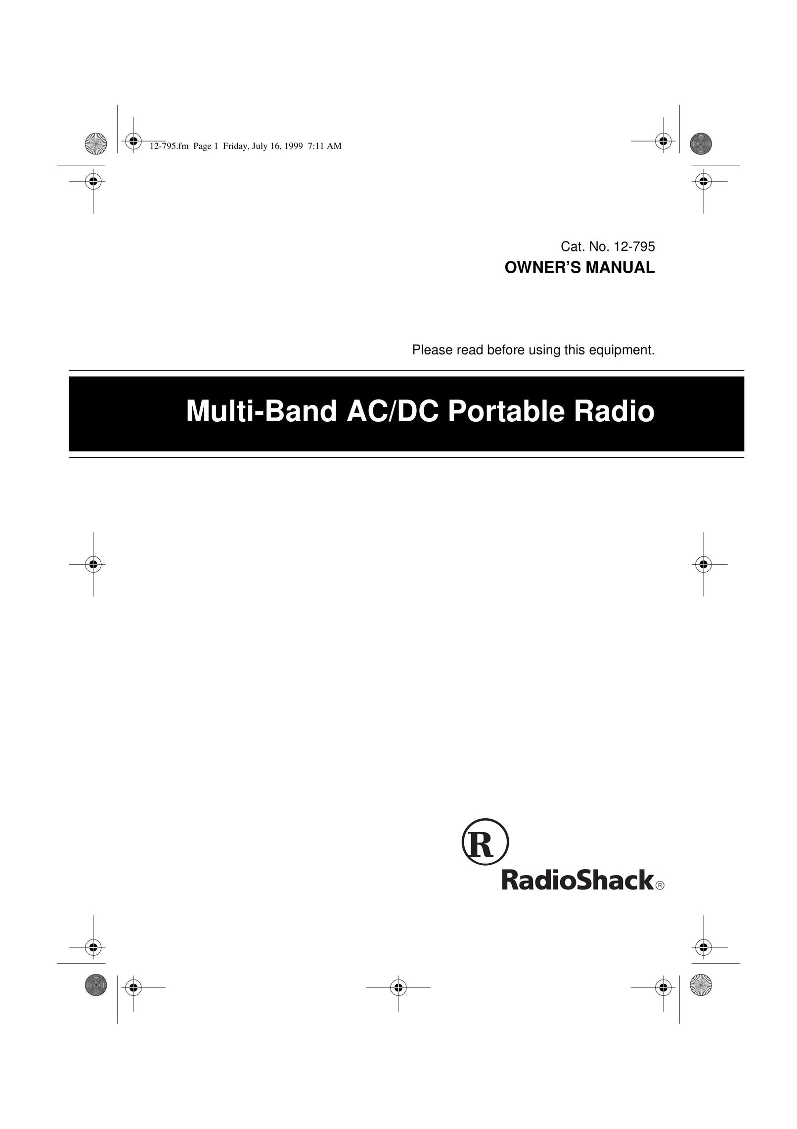 Radio Shack 12-795 Portable Radio User Manual