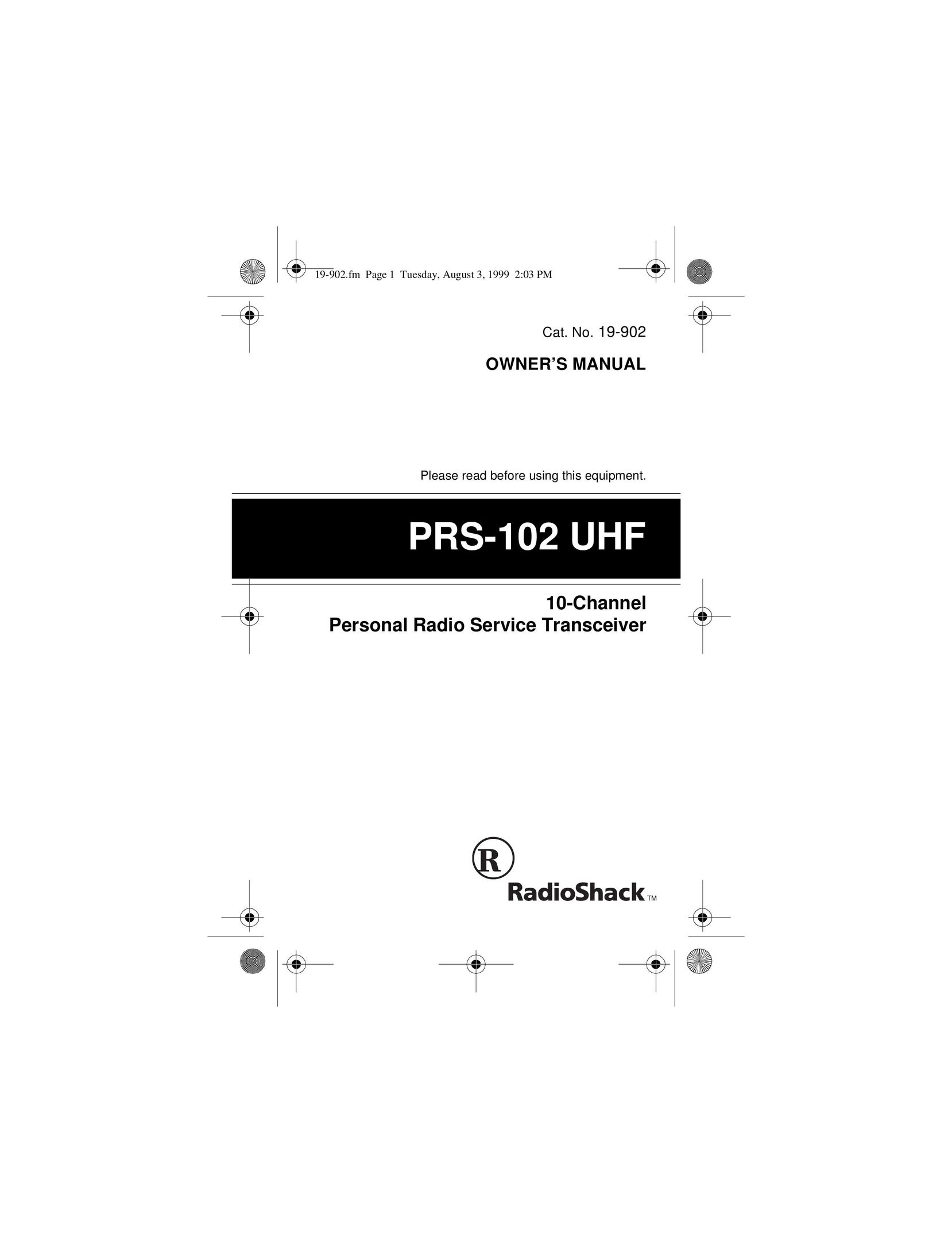 Radio Shack PRS-102 UHF Portable Radio User Manual