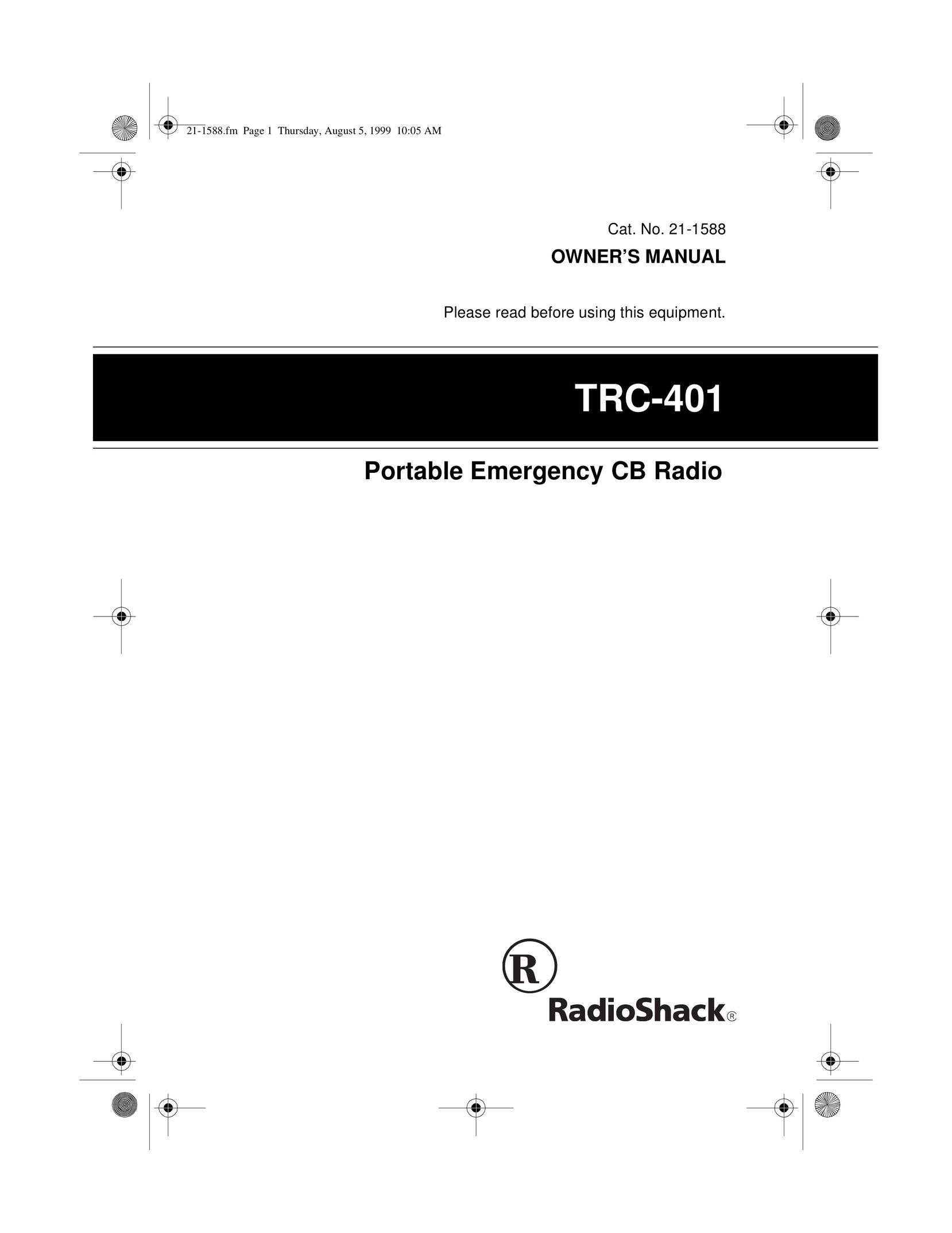 Radio Shack TRC-401 Portable Radio User Manual