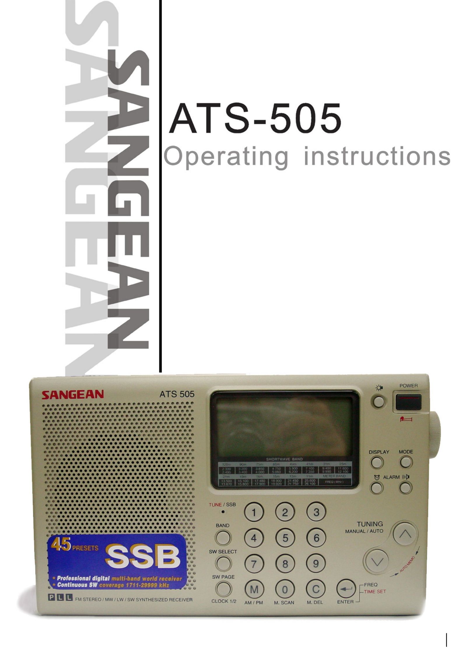 Sangean Electronics ATS-505P Portable Radio User Manual