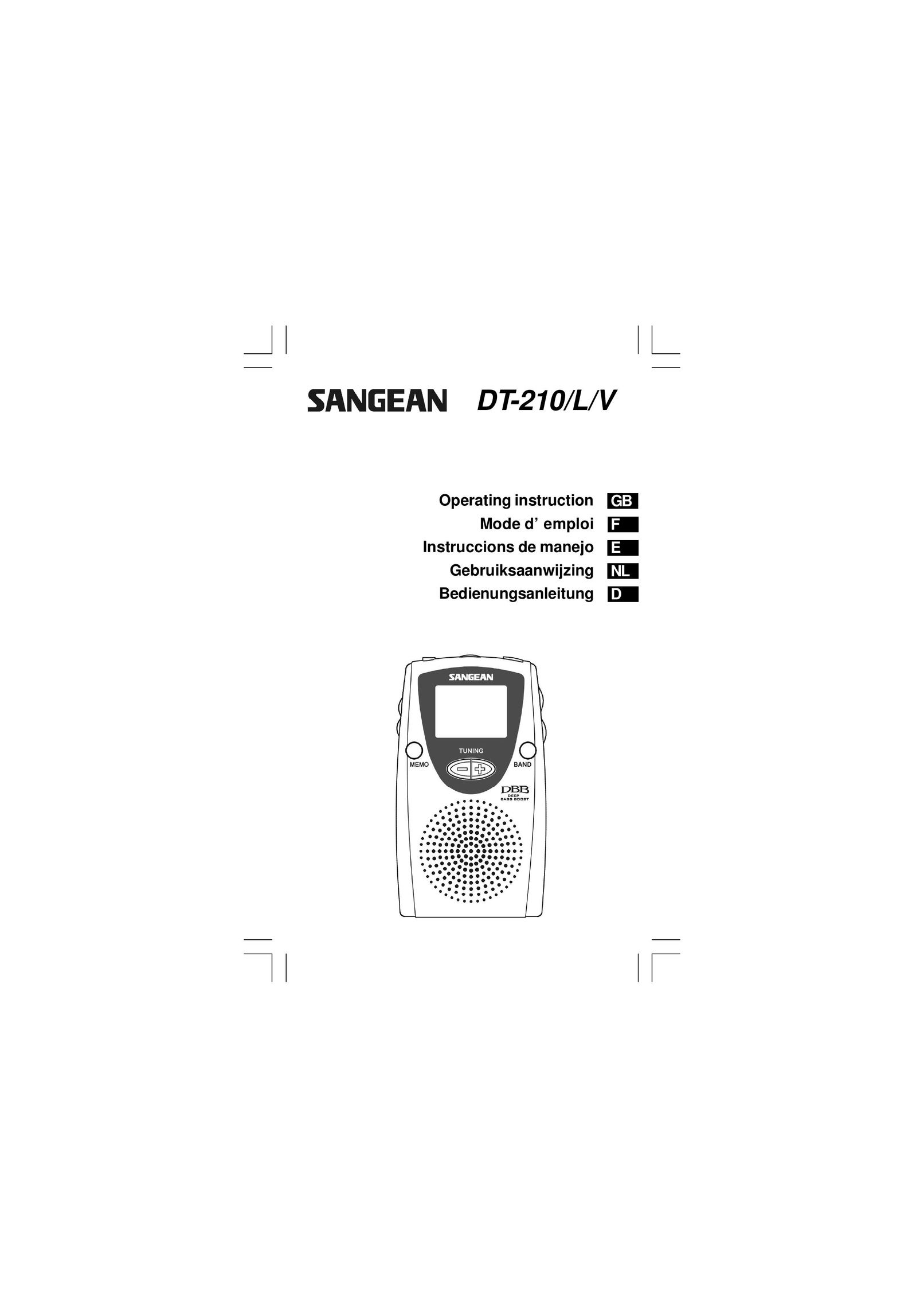 Sangean Electronics DT-210 Portable Radio User Manual
