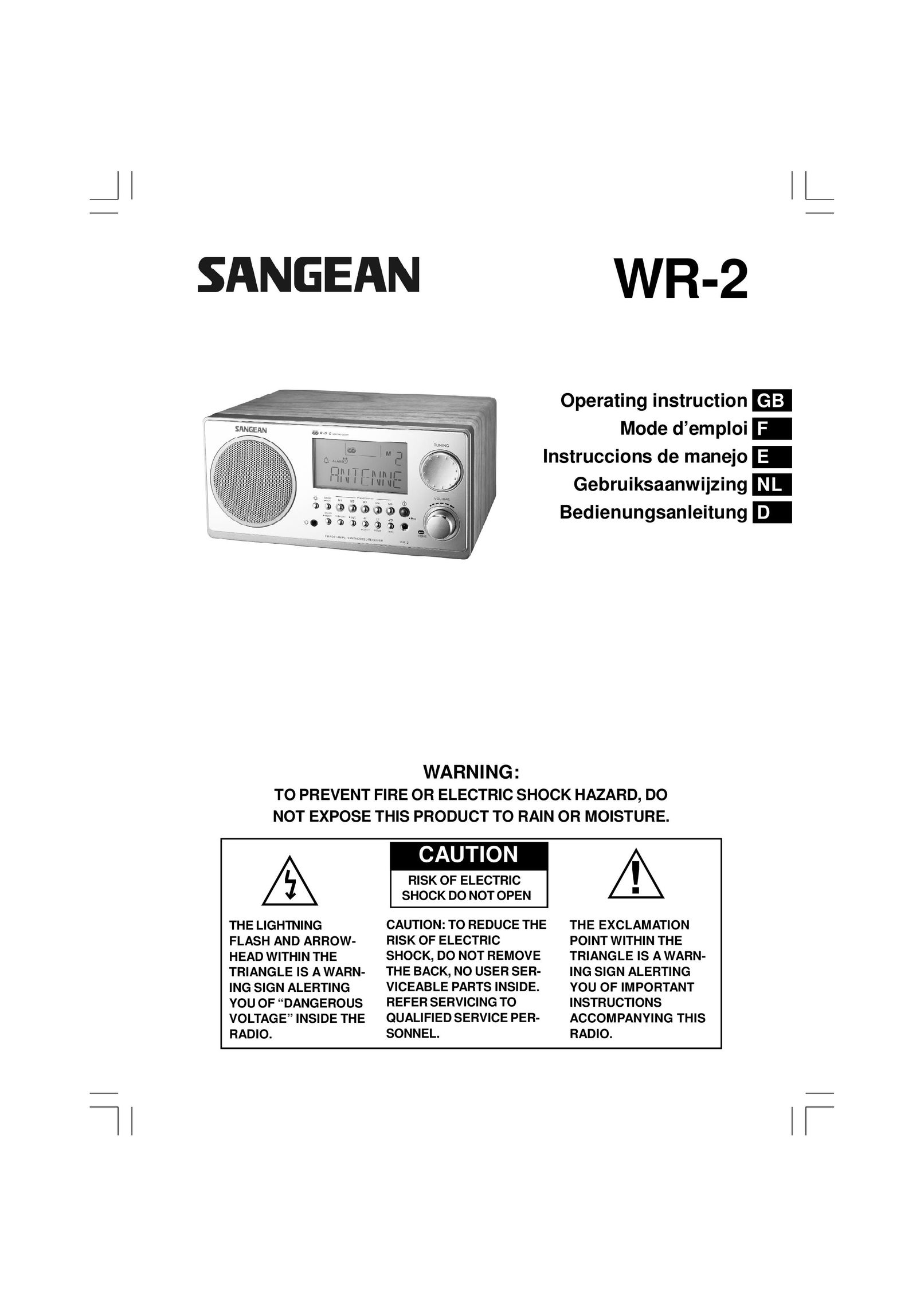 Sangean Electronics WR-2 Portable Radio User Manual
