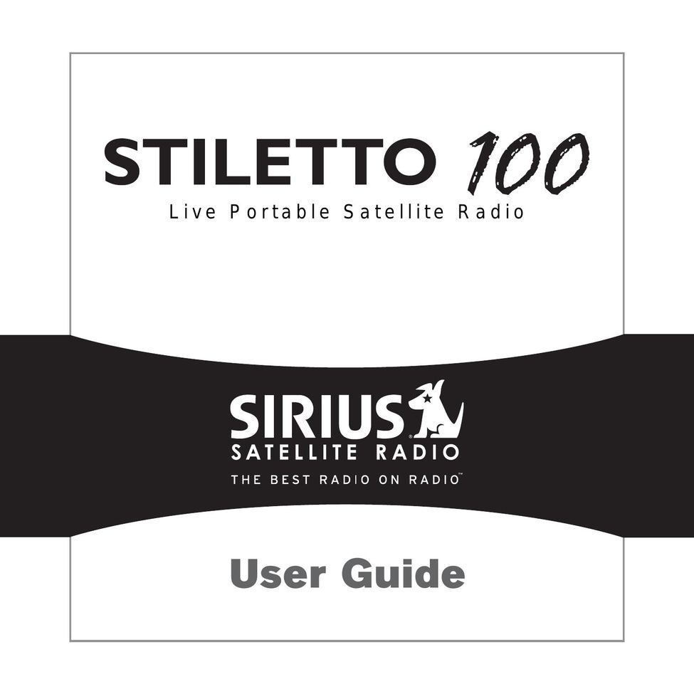 Sirius Satellite Radio 100 Portable Radio User Manual
