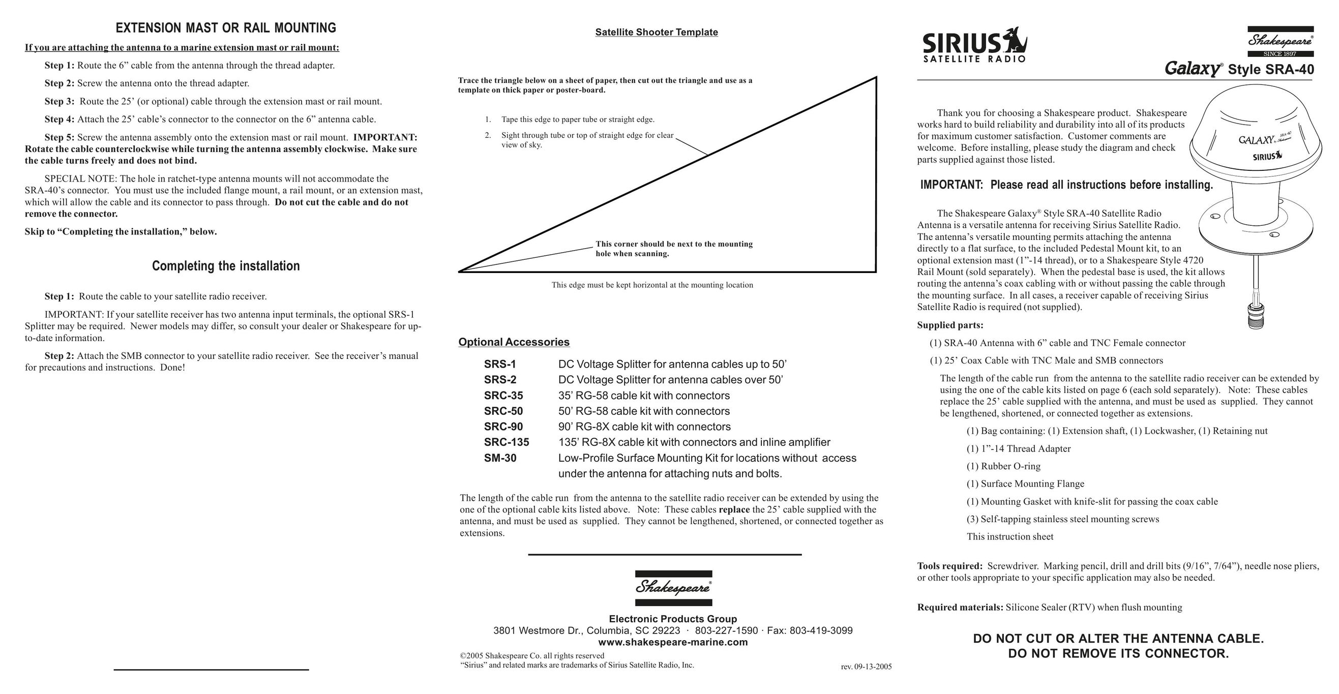 Sirius Satellite Radio SRA-40 Portable Radio User Manual