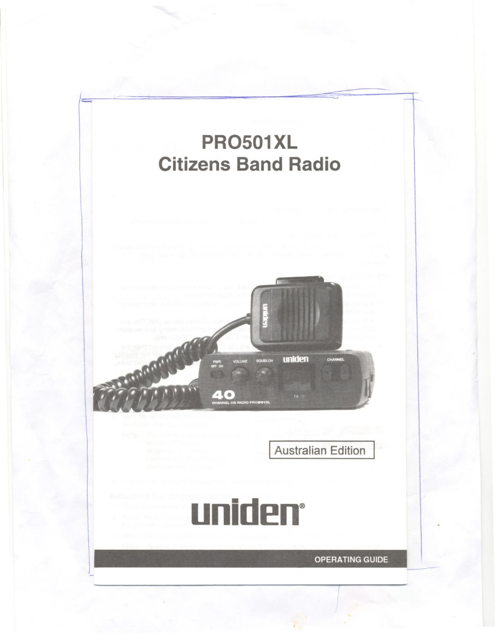 Uniden PRO501XL Portable Radio User Manual