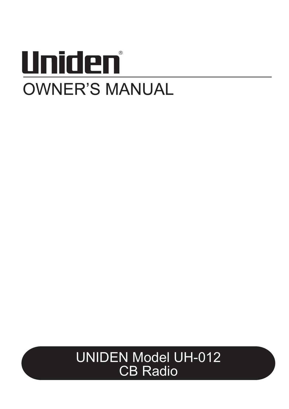 Uniden UH012 Portable Radio User Manual