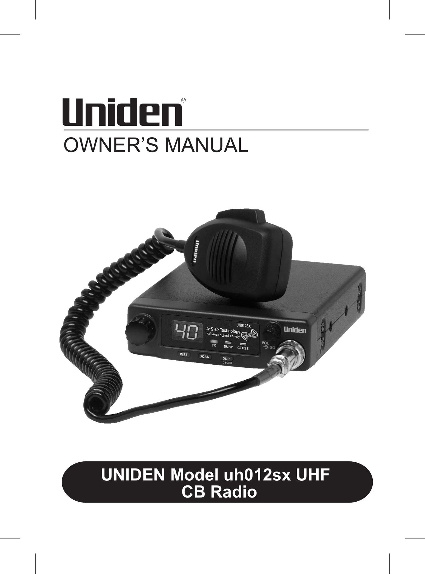 Uniden uh012sx Portable Radio User Manual