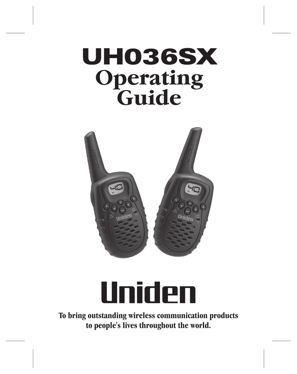 Uniden UH036SX Portable Radio User Manual