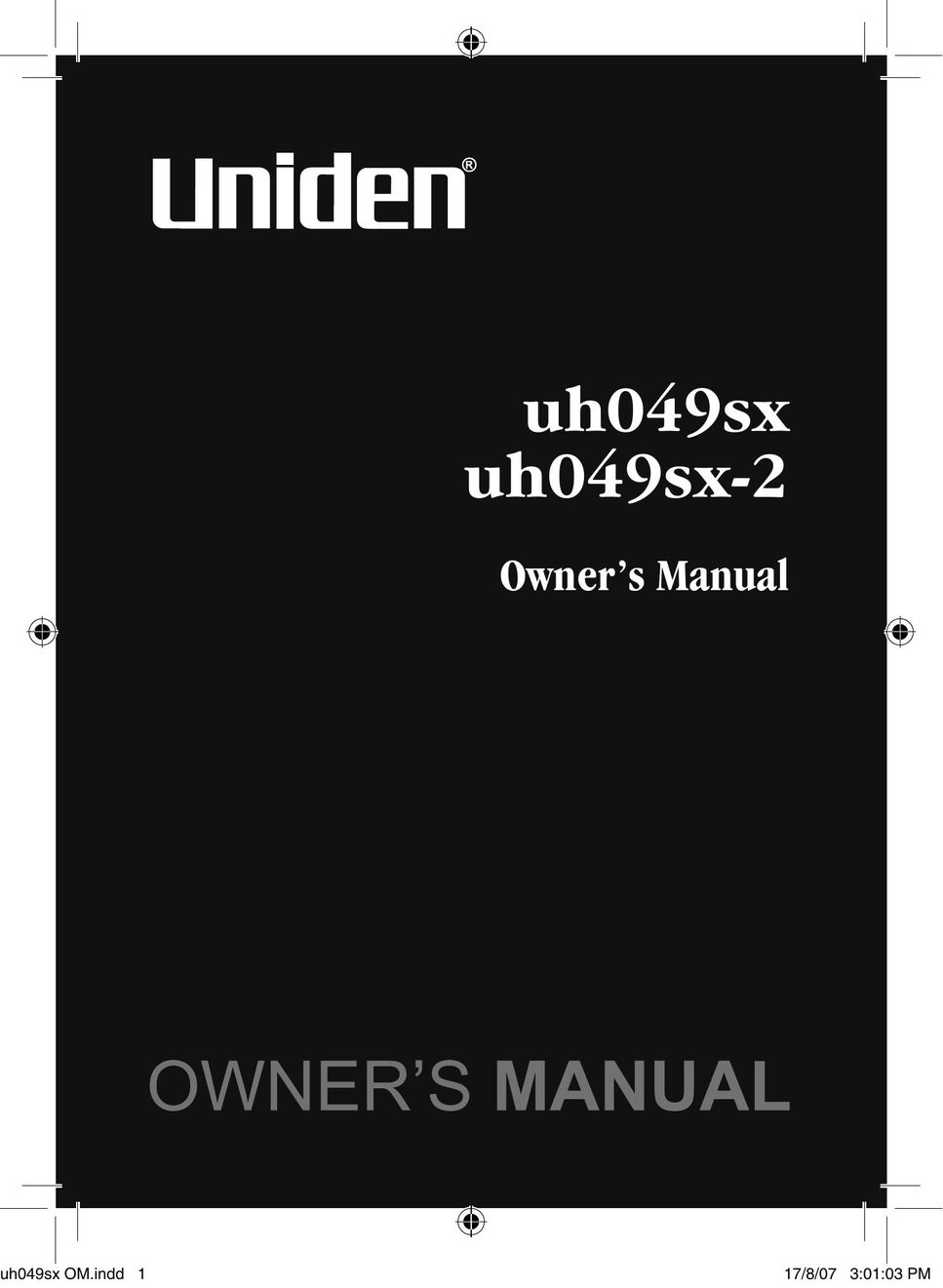 Uniden uh049sx-2 Portable Radio User Manual