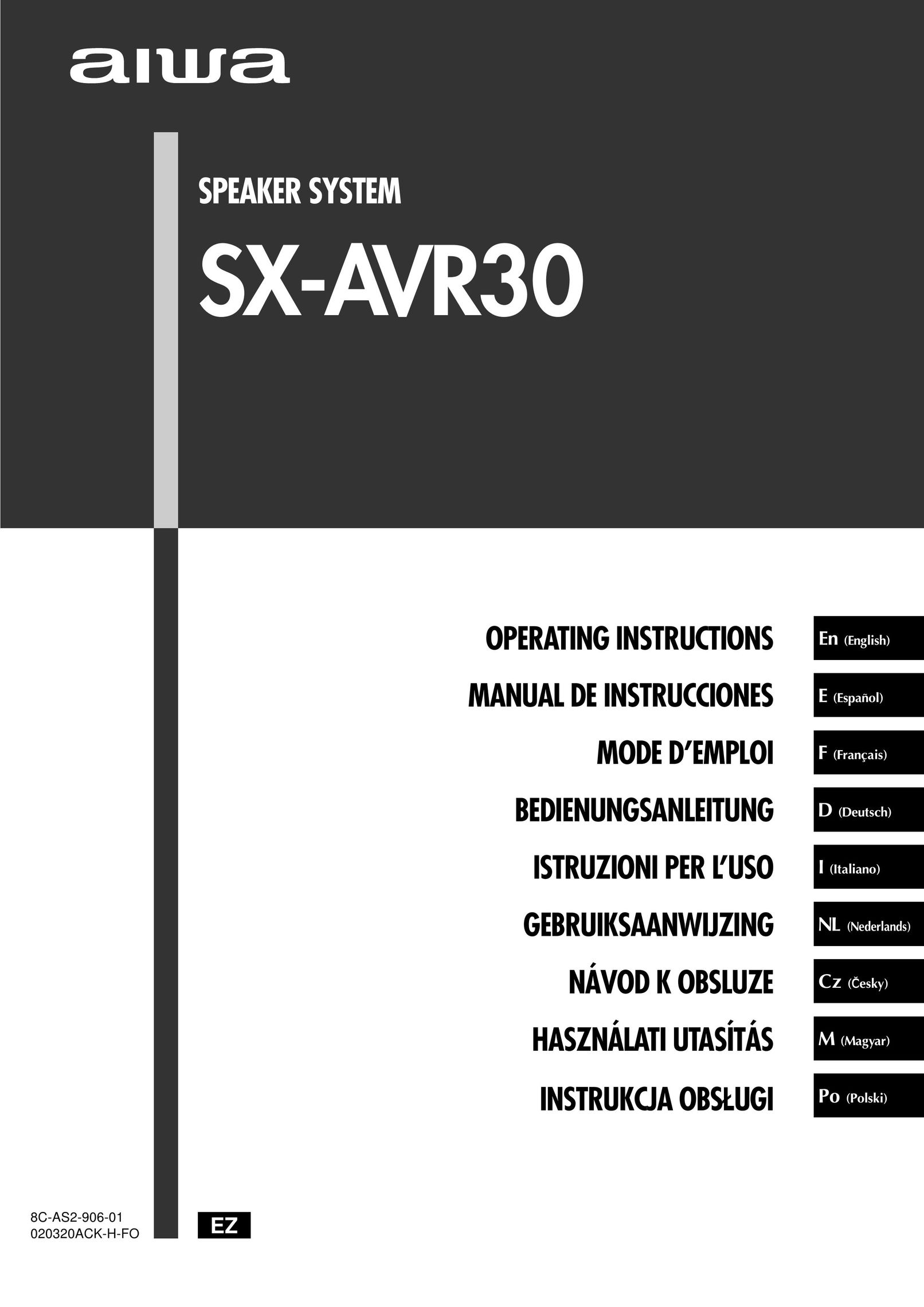 Aiwa SX-AVR30 Portable Speaker User Manual