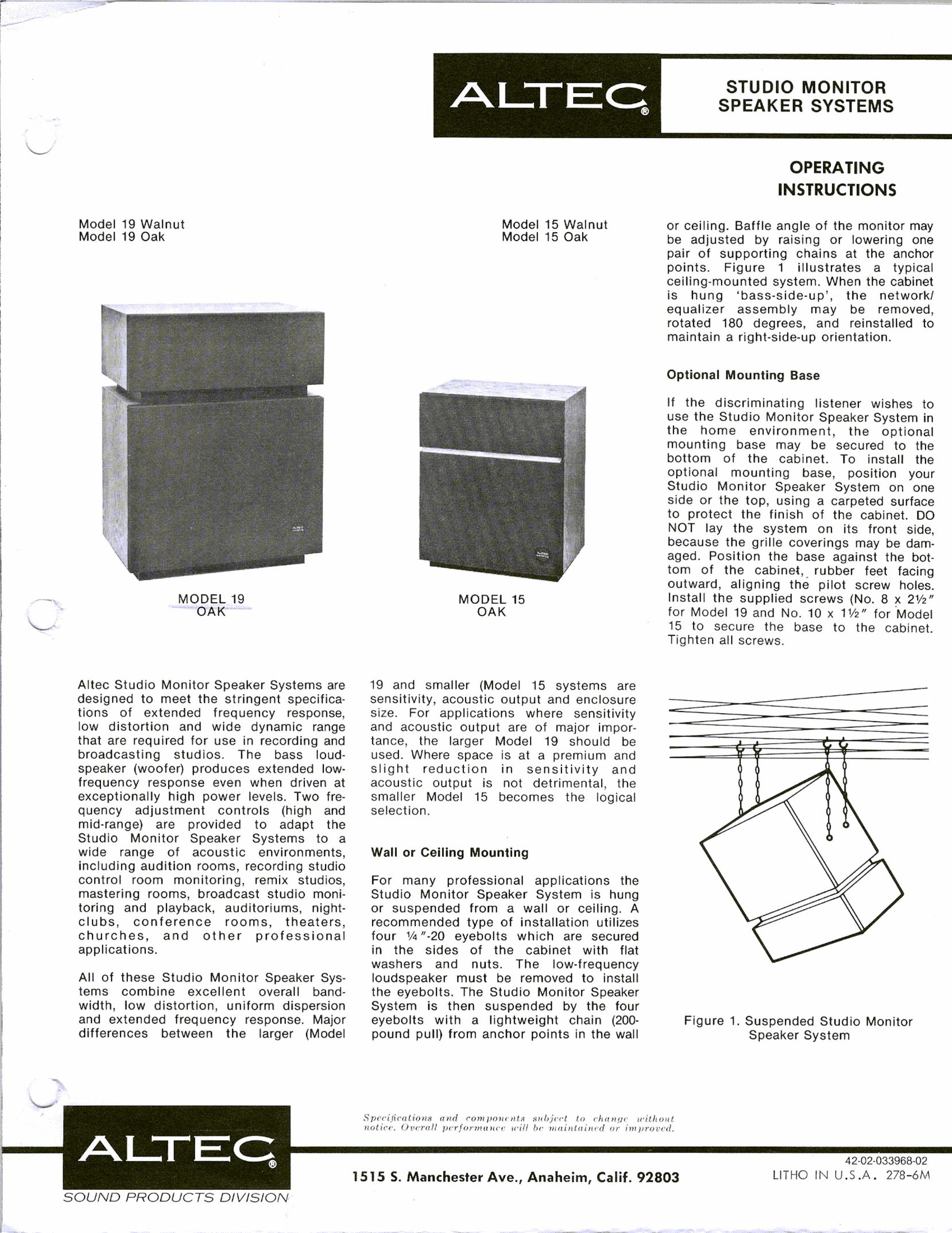 Altec Lansing 15 Walnut Portable Speaker User Manual