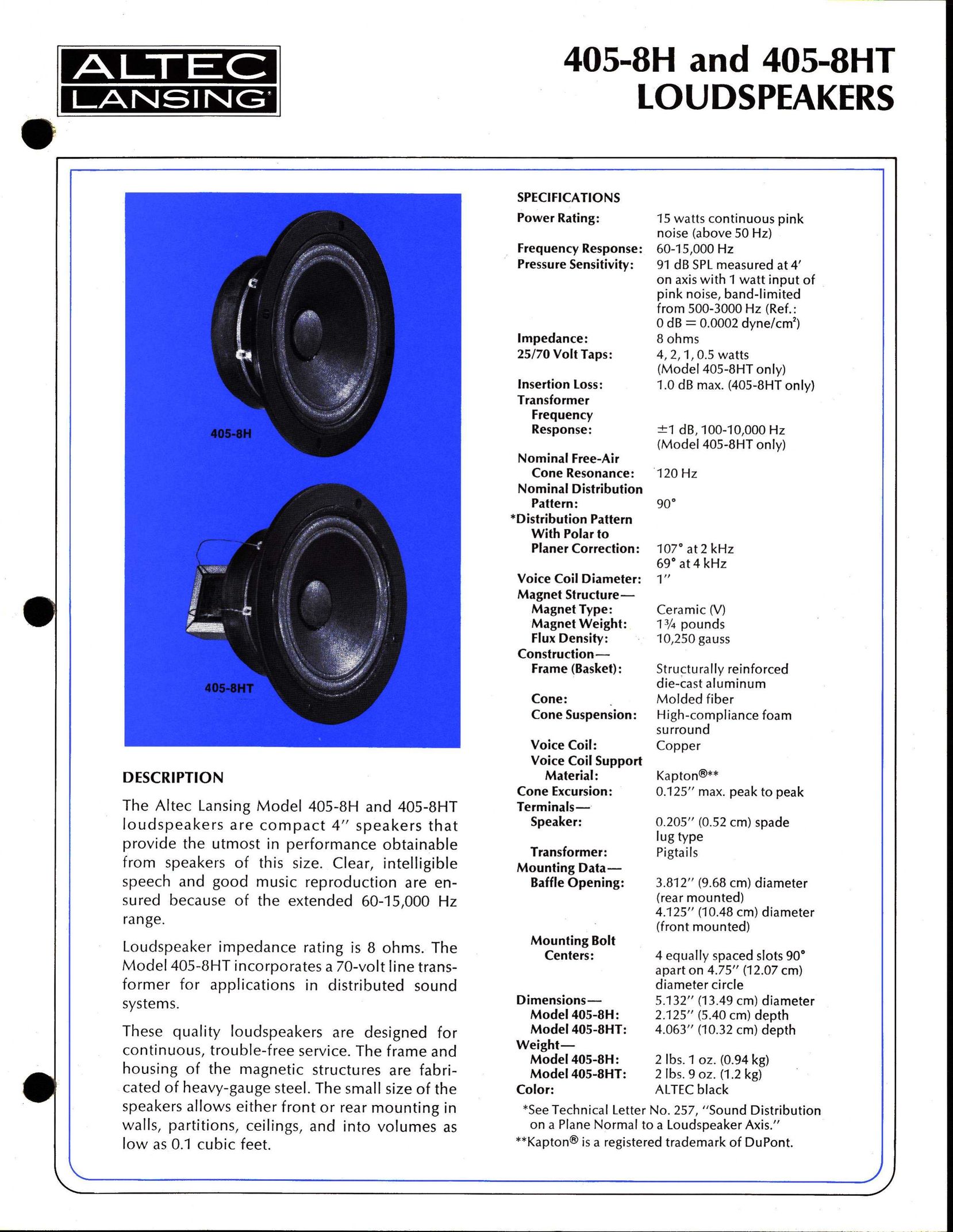 Altec Lansing 405-8HT Portable Speaker User Manual
