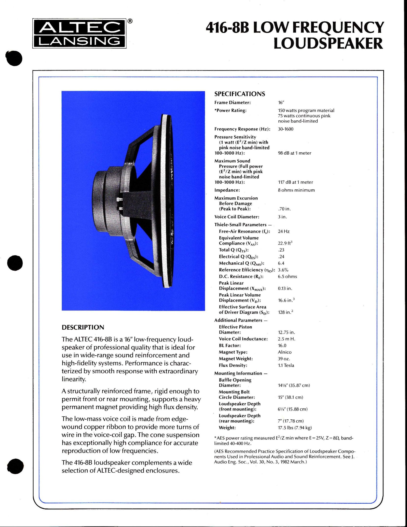 Altec Lansing 416-8B Portable Speaker User Manual
