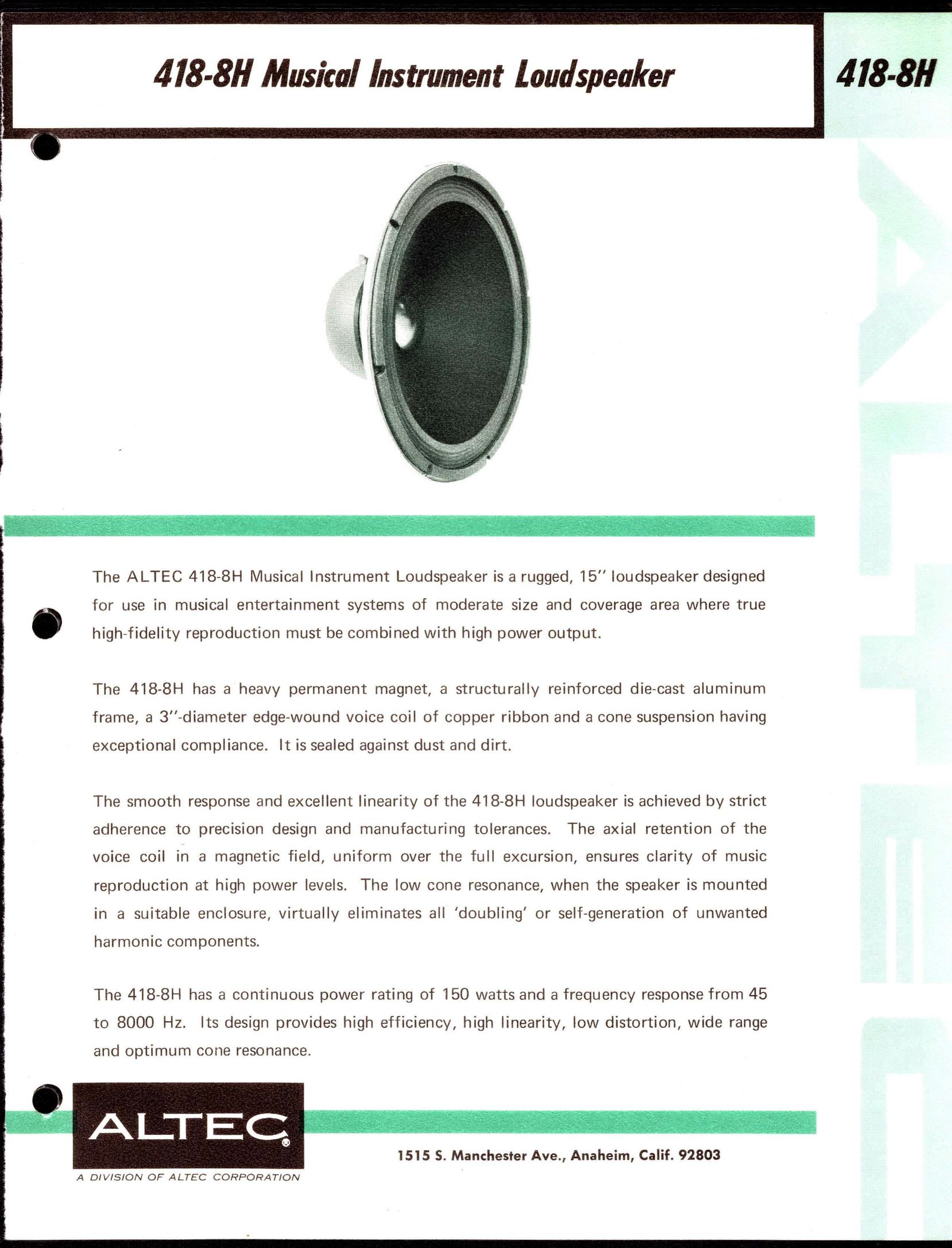 Altec Lansing 418-8H Portable Speaker User Manual