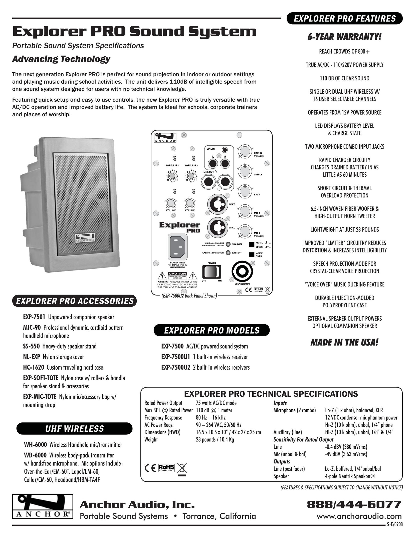 Anchor Audio EXP-7500U2 Portable Speaker User Manual