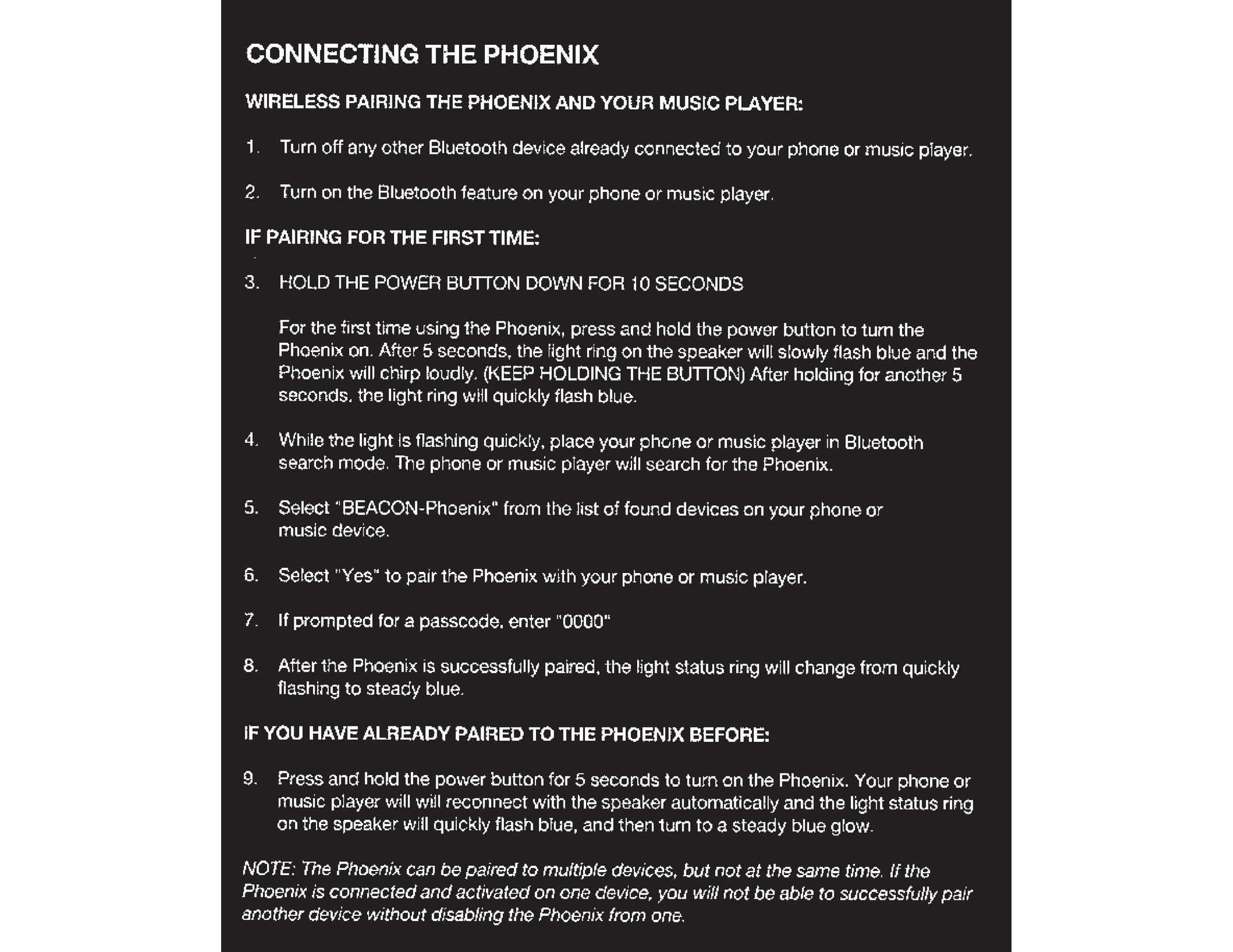 Beacon Computer Phoenix Black Portable Speaker User Manual