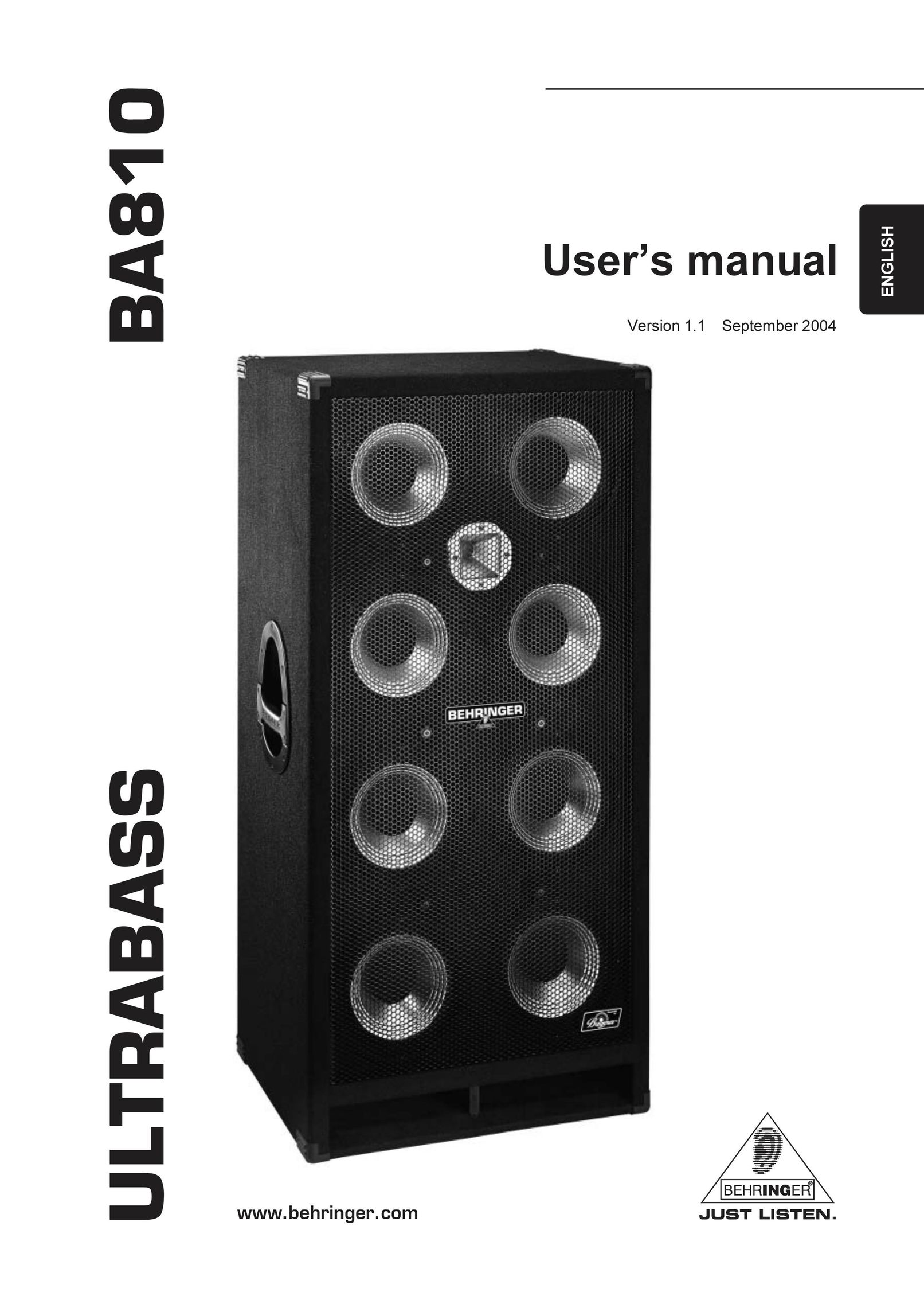 Behringer BA810 Portable Speaker User Manual
