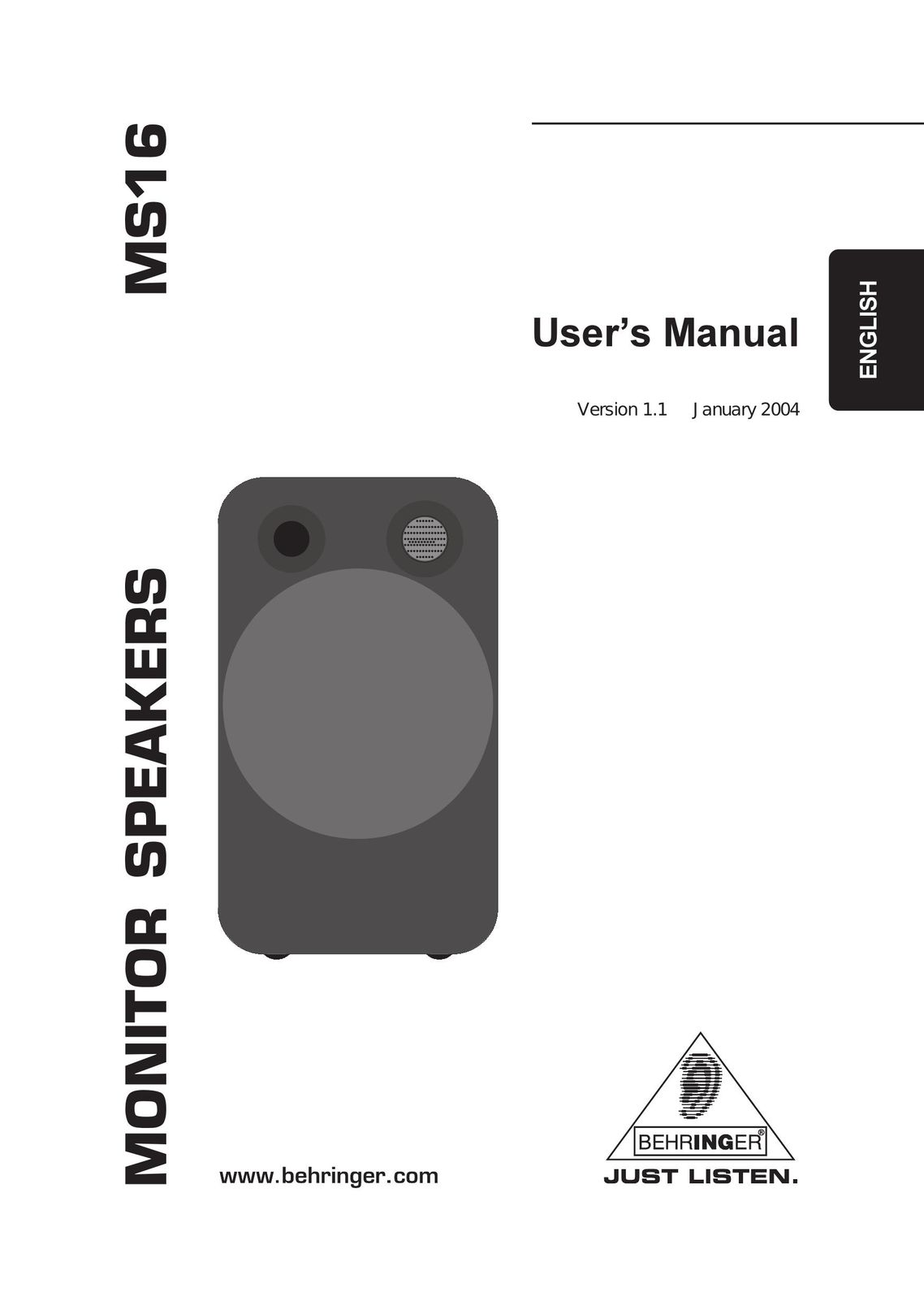 Behringer MS16 Portable Speaker User Manual