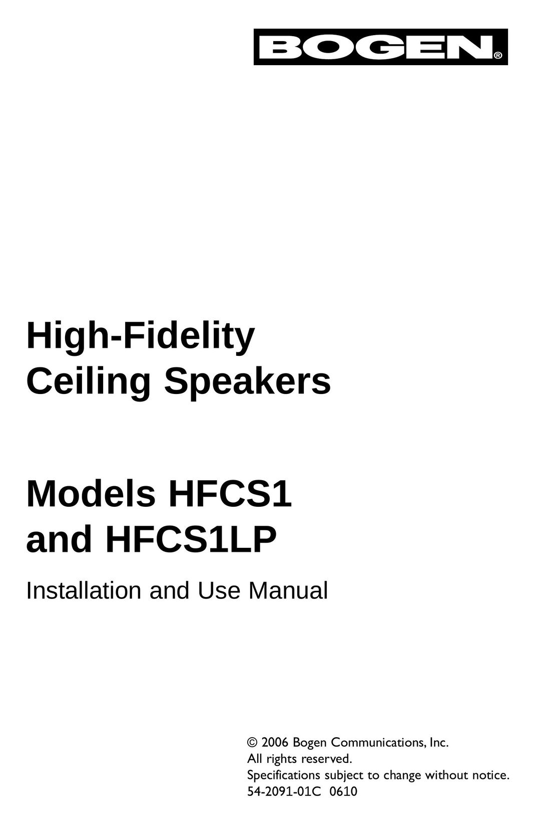 Bogen HFCS1 Portable Speaker User Manual