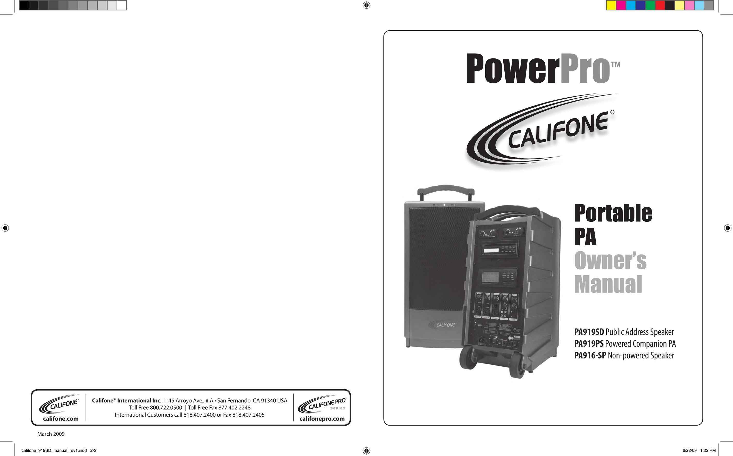 Califone PA919SD Portable Speaker User Manual
