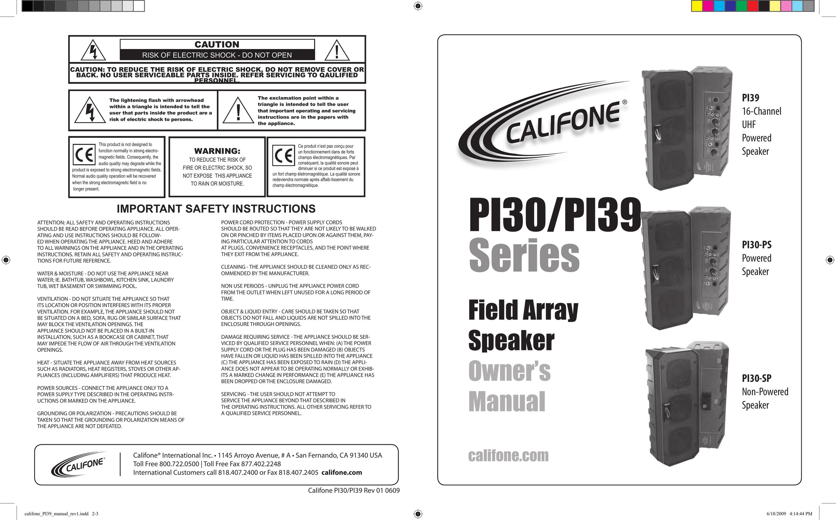 Califone PI30 Series Portable Speaker User Manual