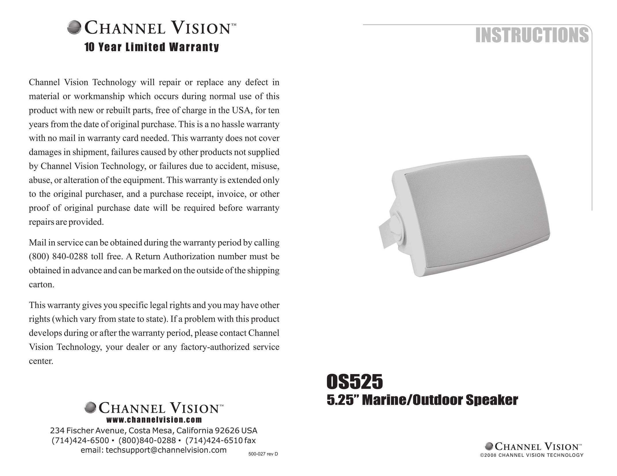Channel Vision OS525 Portable Speaker User Manual