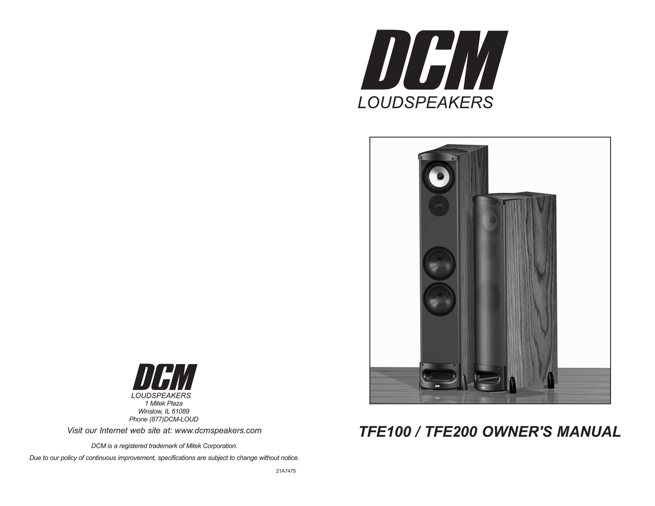DCM Speakers TFE100 / TFE200 Portable Speaker User Manual