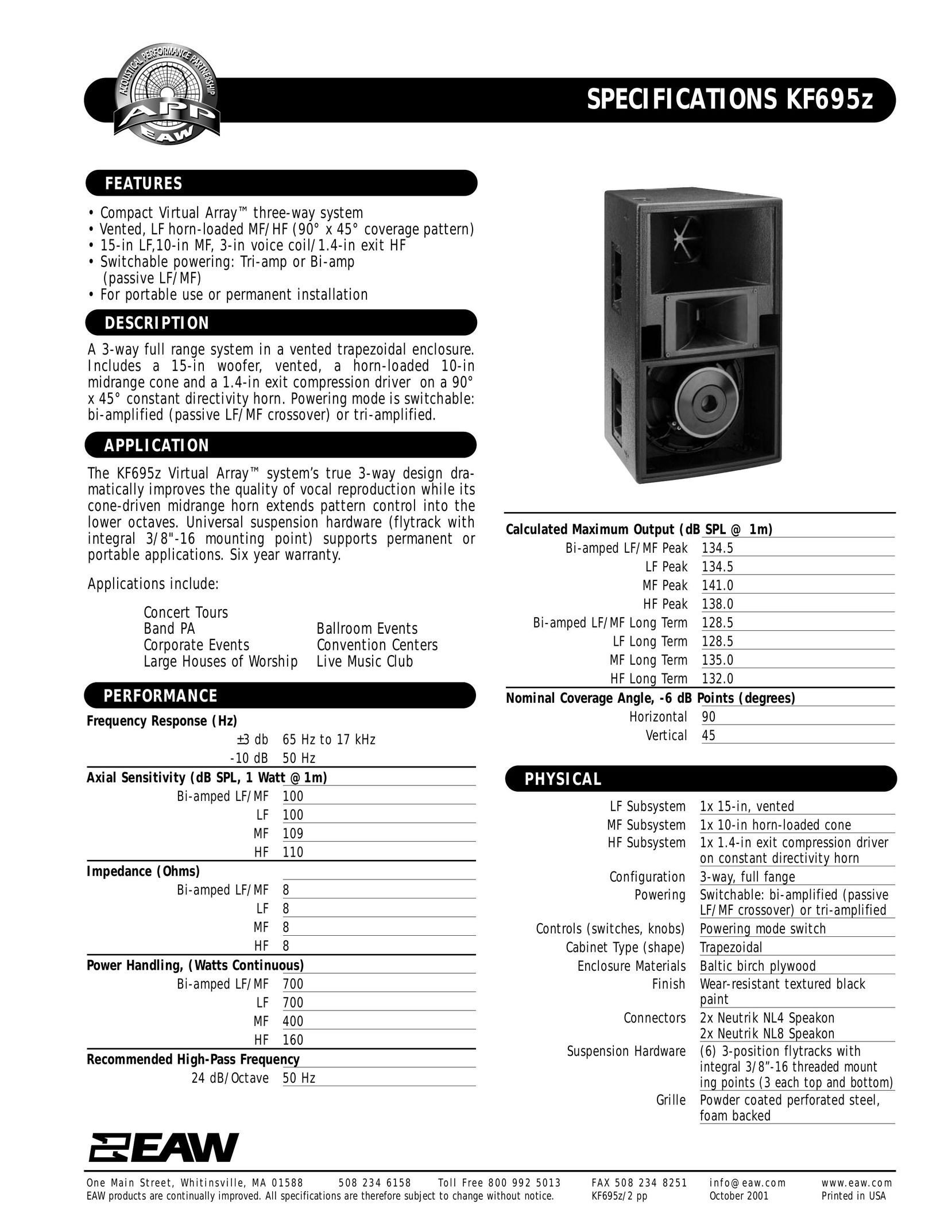 EAW KF695z Portable Speaker User Manual