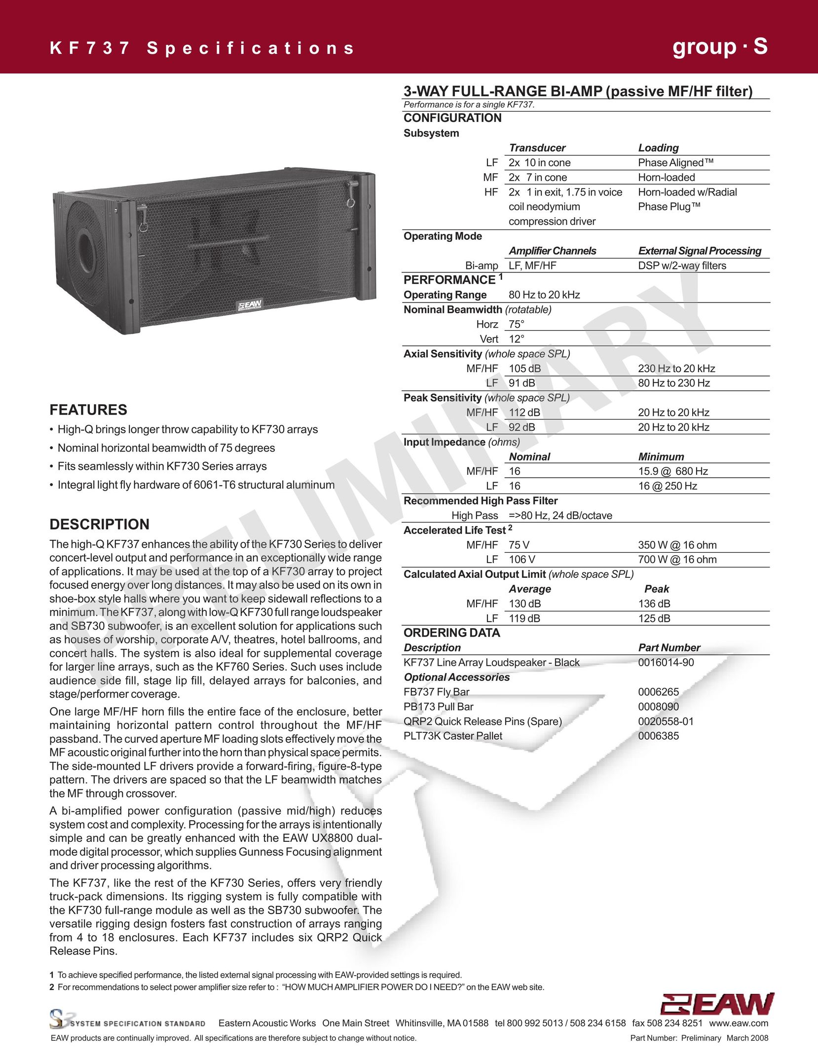 EAW KF737 Portable Speaker User Manual