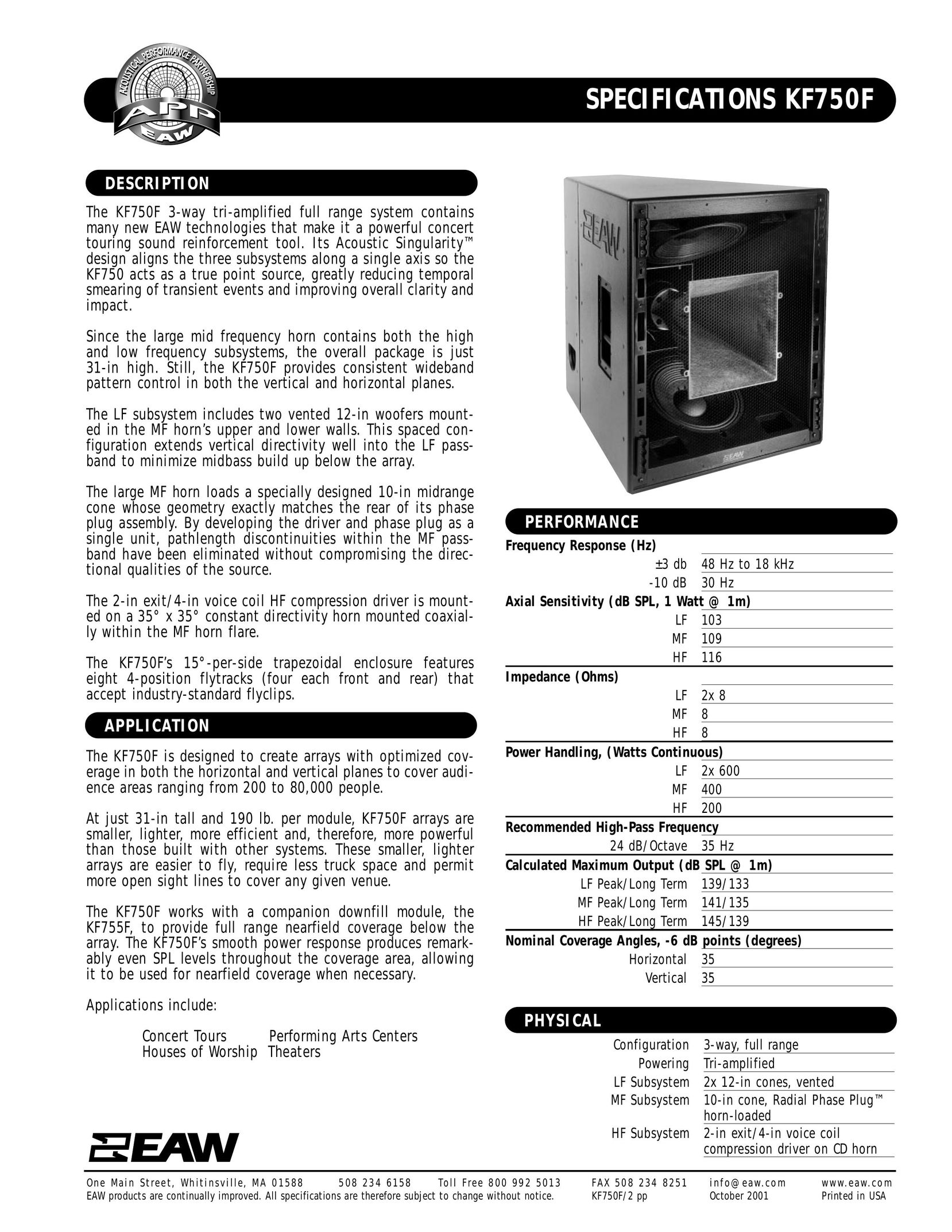 EAW KF750F Portable Speaker User Manual