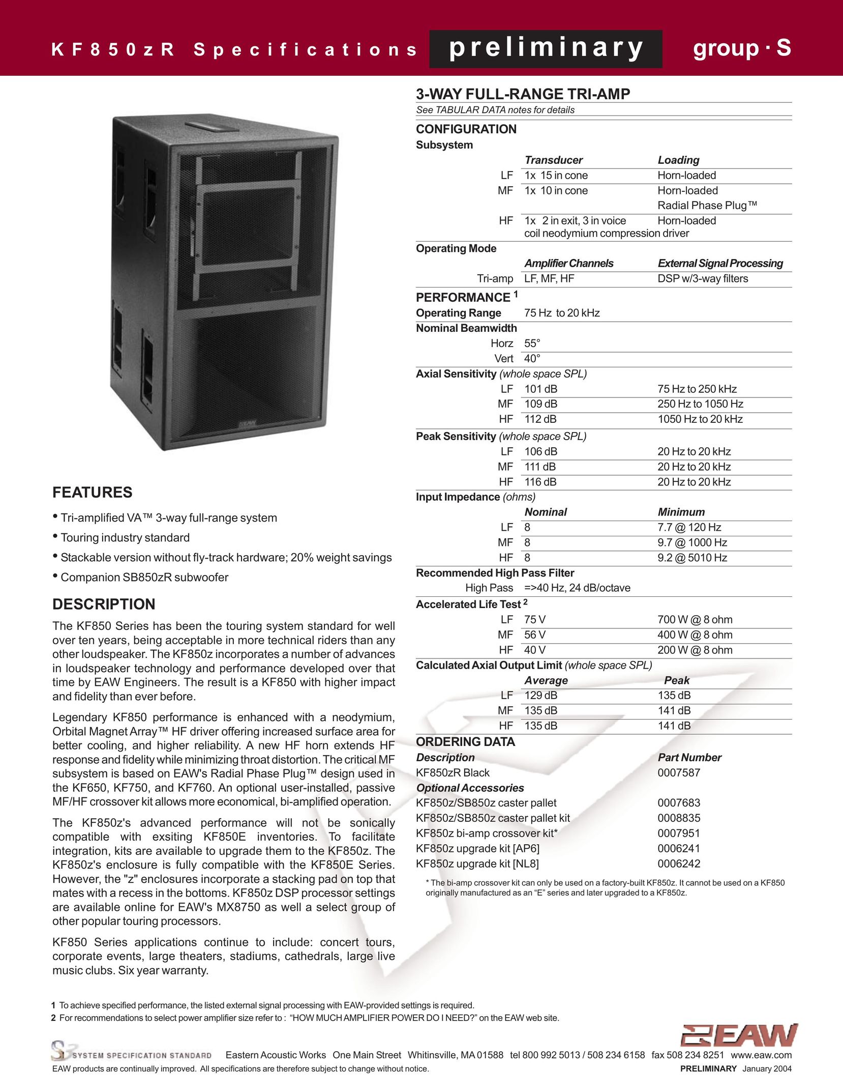 EAW KF850zR Portable Speaker User Manual