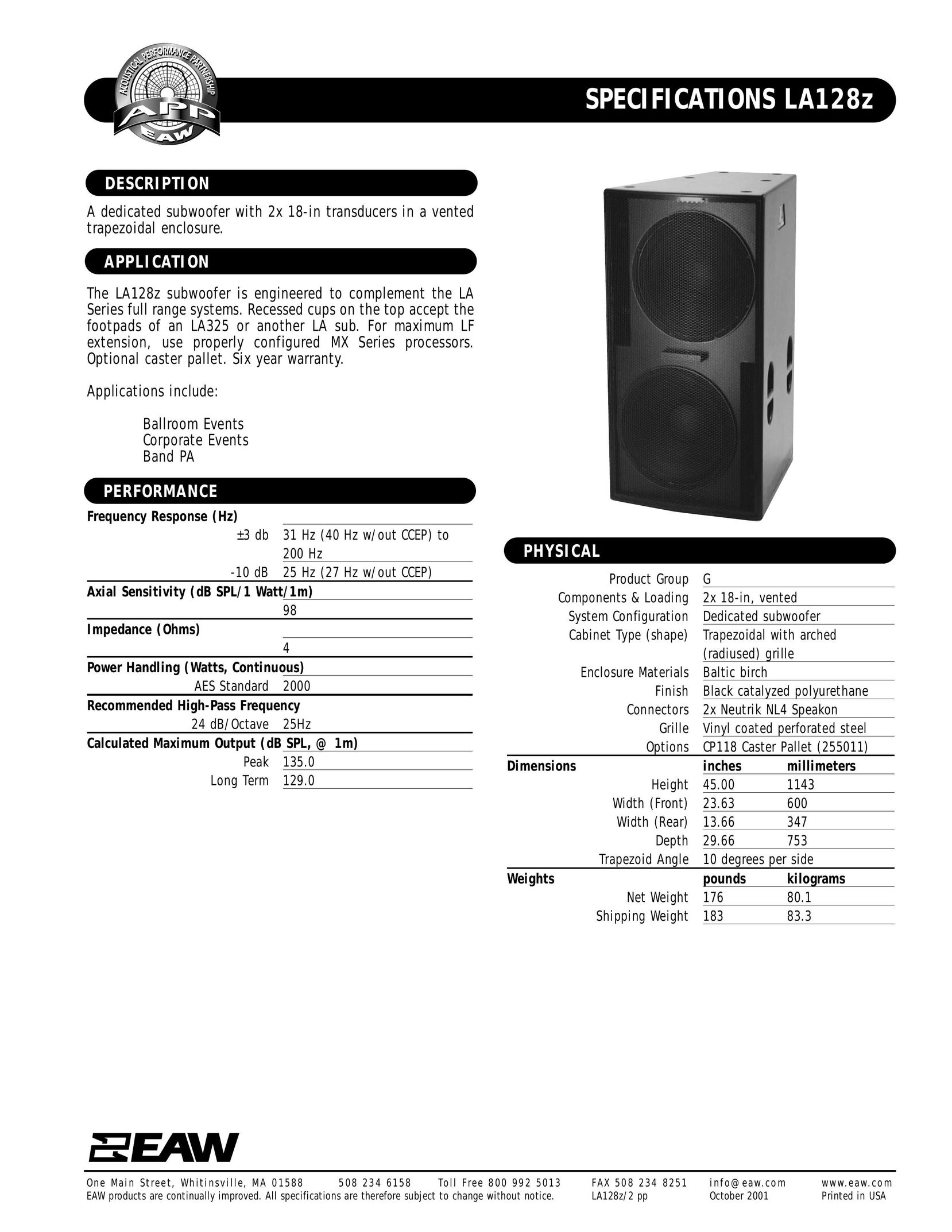 EAW LA128z Portable Speaker User Manual