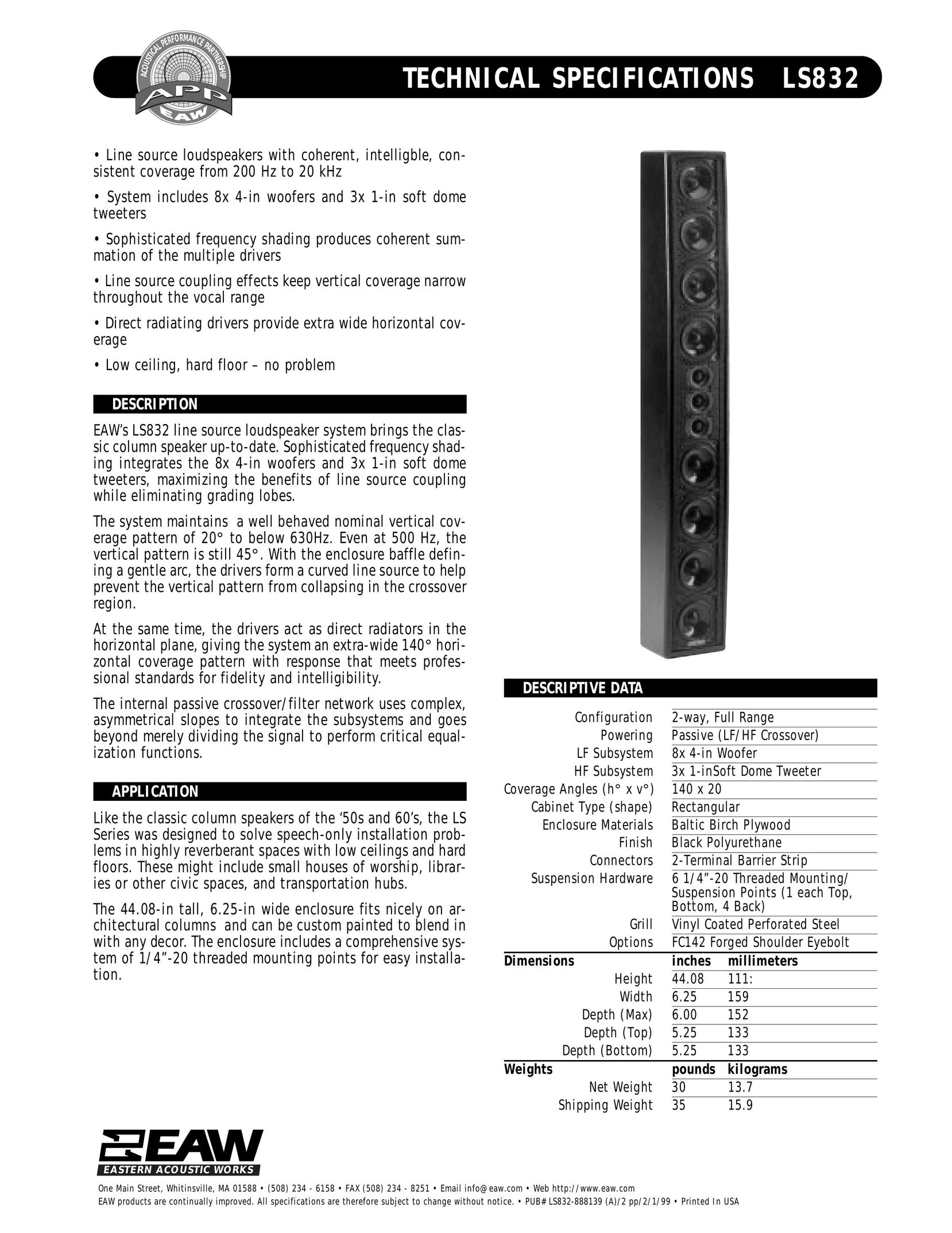 EAW LS832 Portable Speaker User Manual