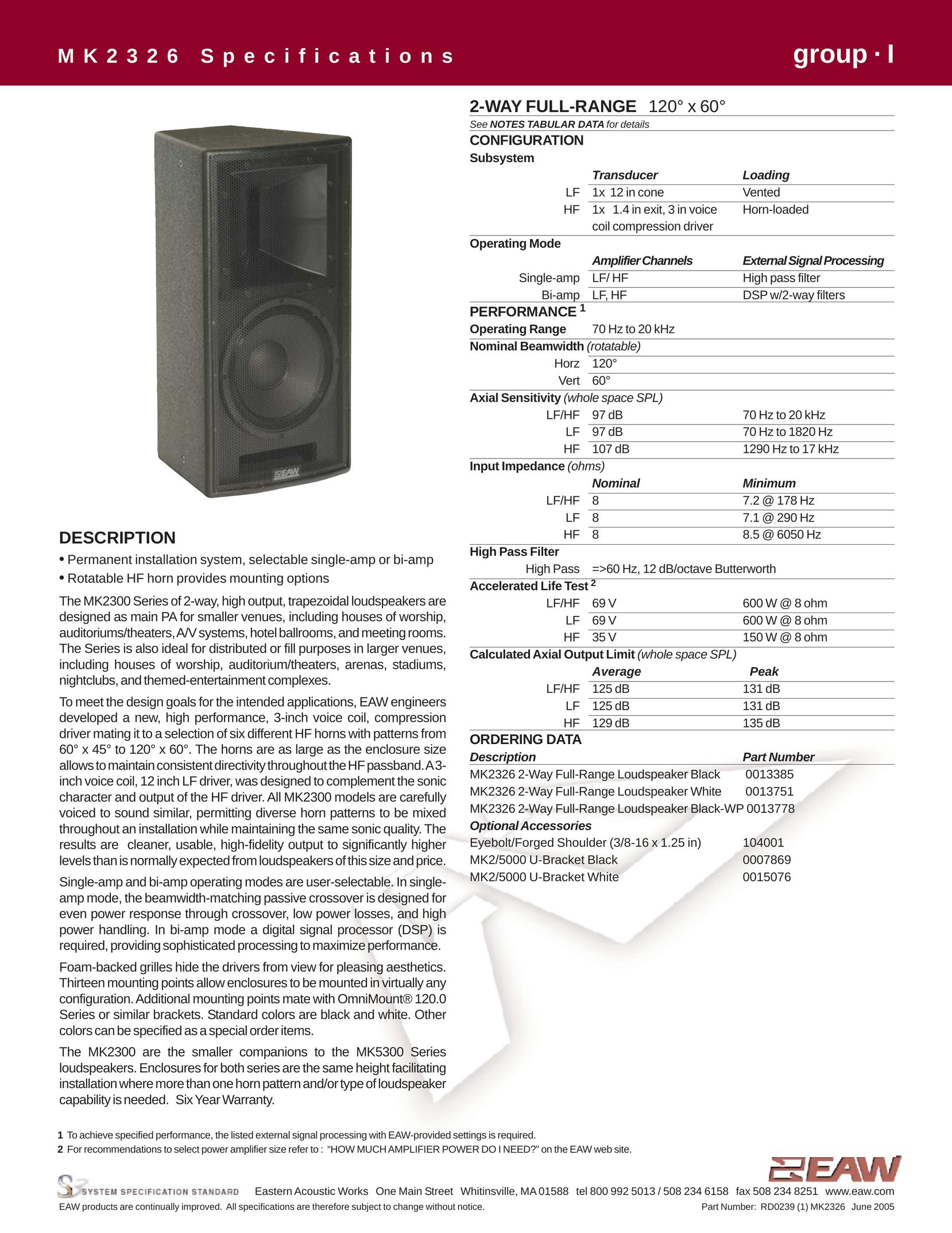 EAW MK2326 Portable Speaker User Manual