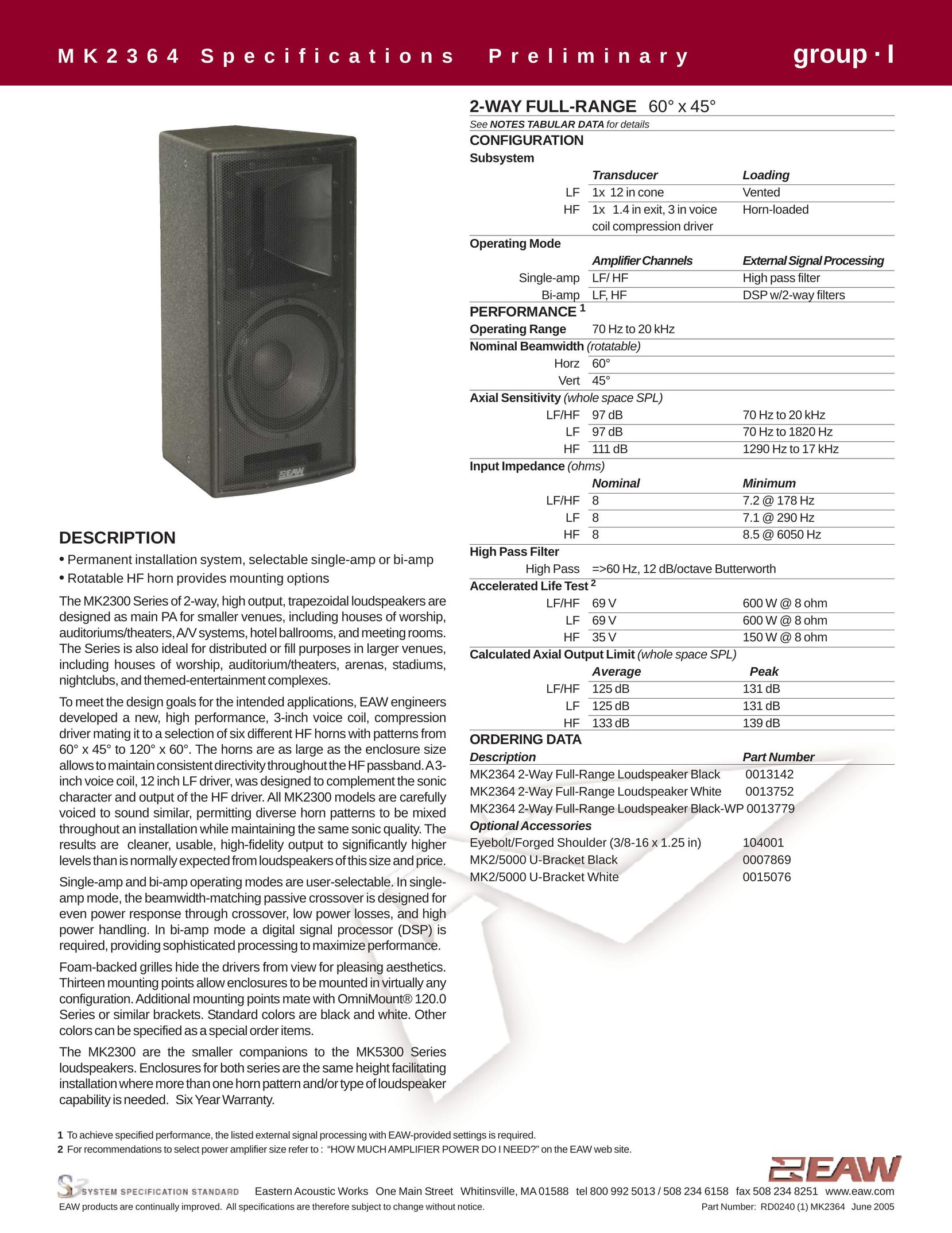 EAW MK2364 Portable Speaker User Manual