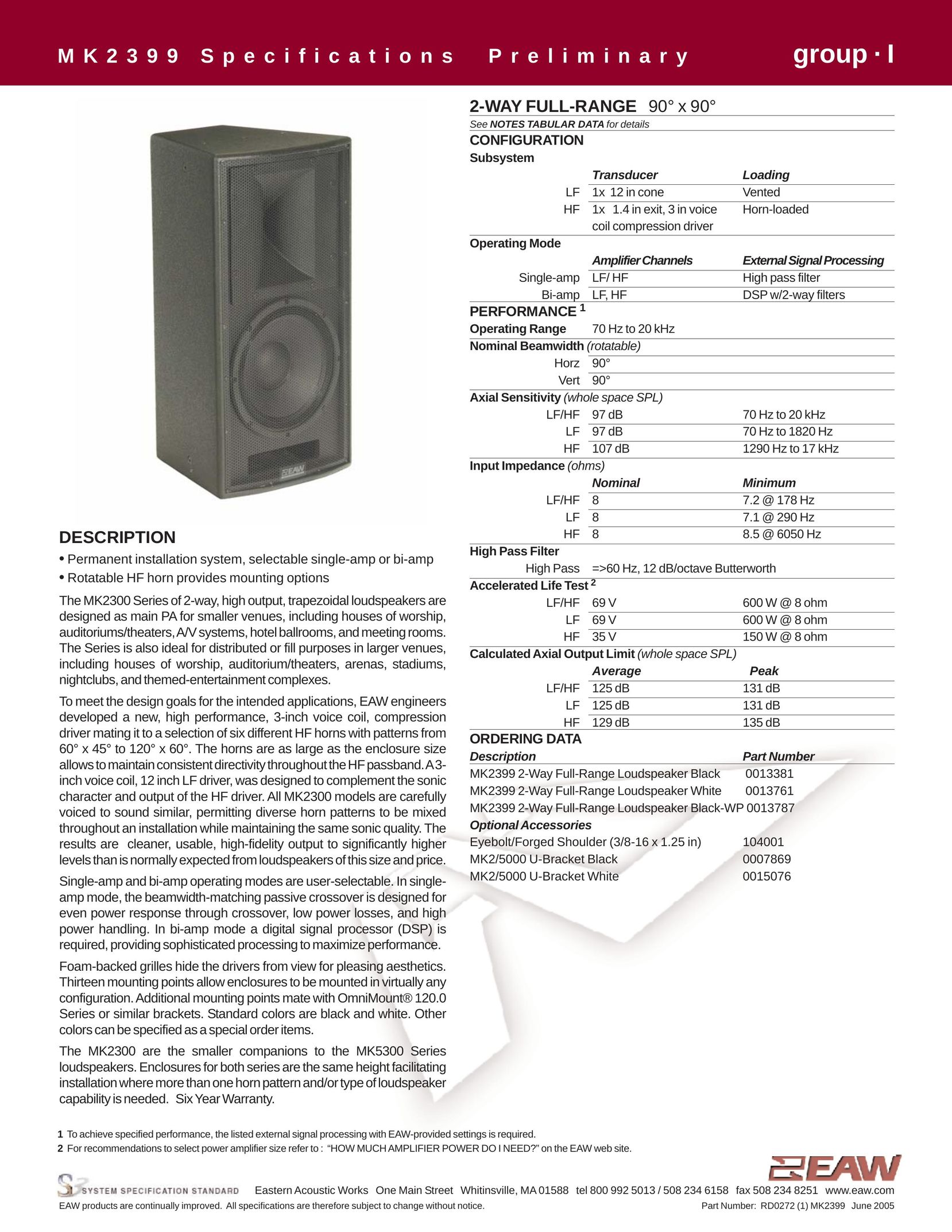 EAW MK2399 Portable Speaker User Manual