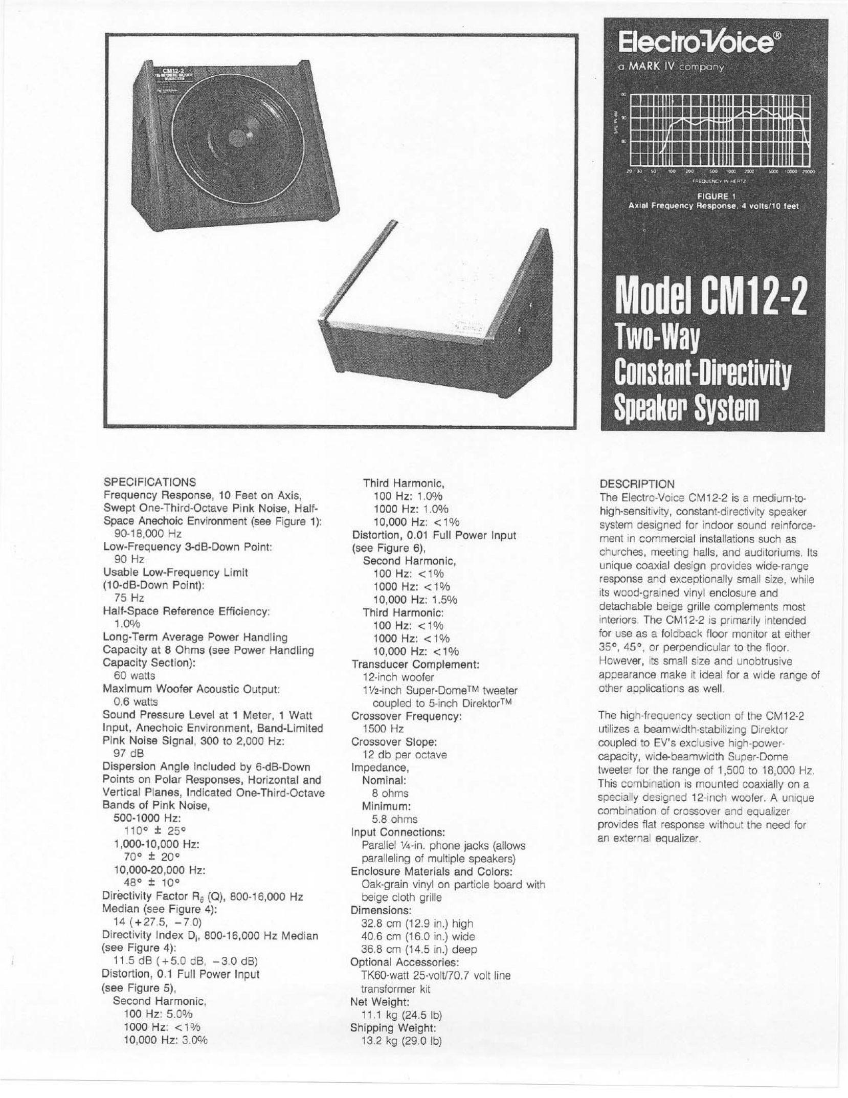 Electro-Voice CM12-2 Portable Speaker User Manual