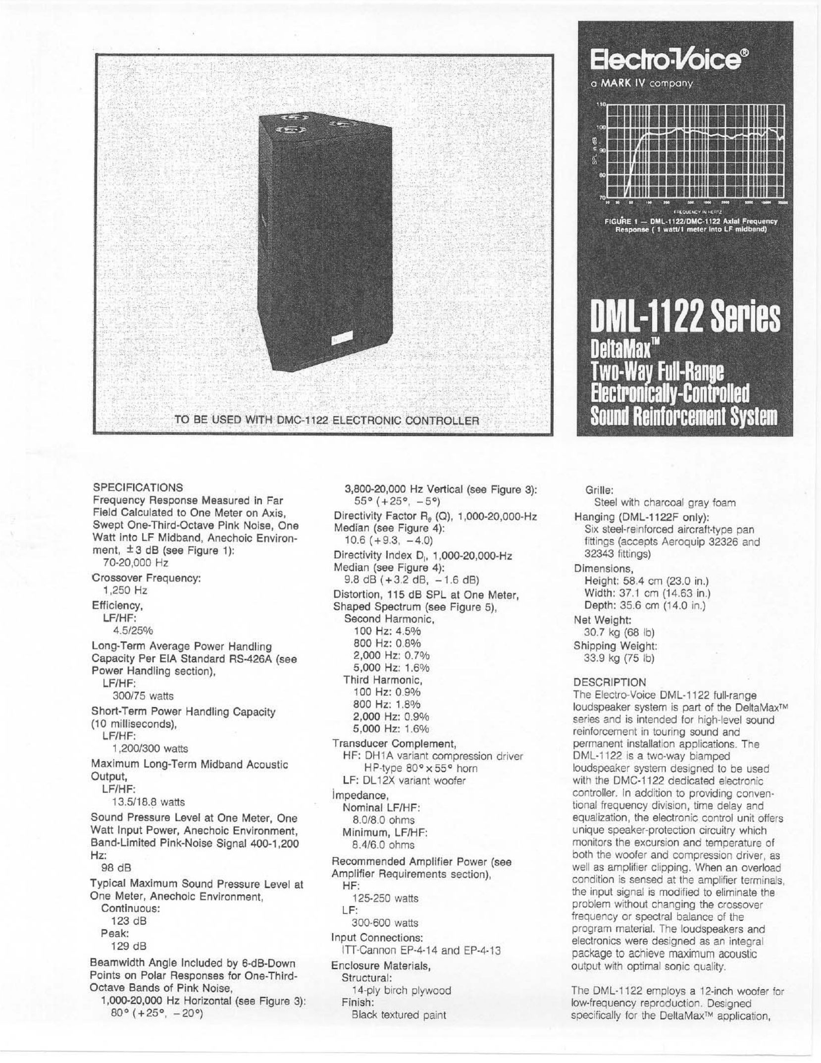 Electro-Voice DML-1122 Portable Speaker User Manual