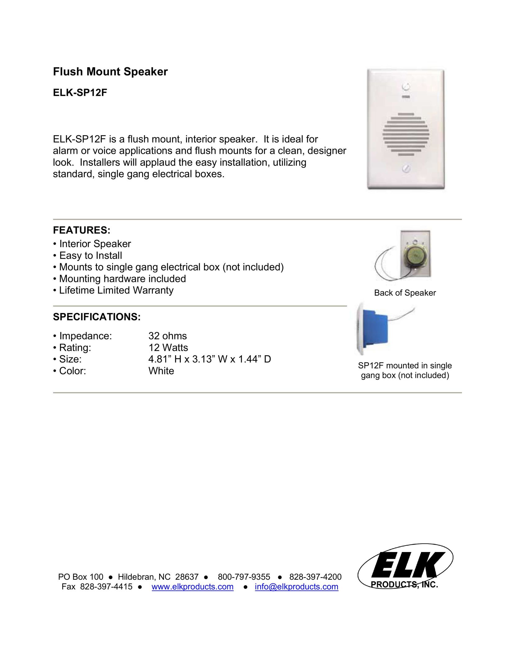 Elk EL-SP12F Portable Speaker User Manual