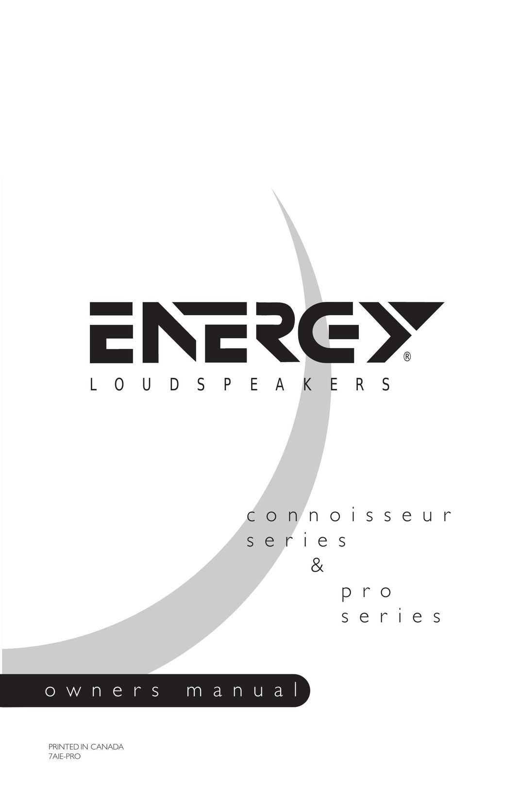 Energy Speaker Systems Connoisseur Series, Pro Series Portable Speaker User Manual
