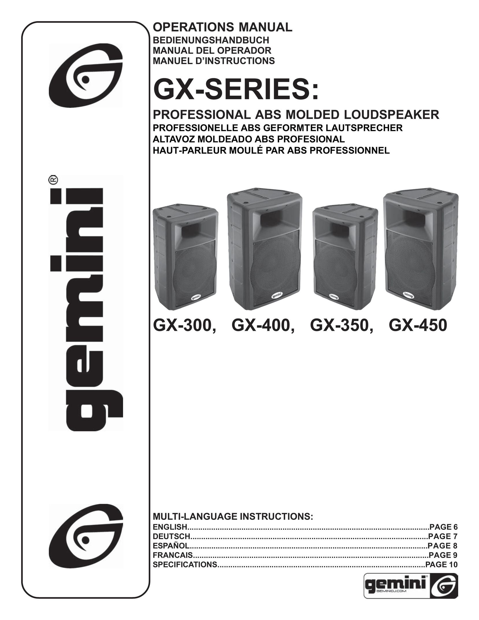 Gemini GX-450 Portable Speaker User Manual