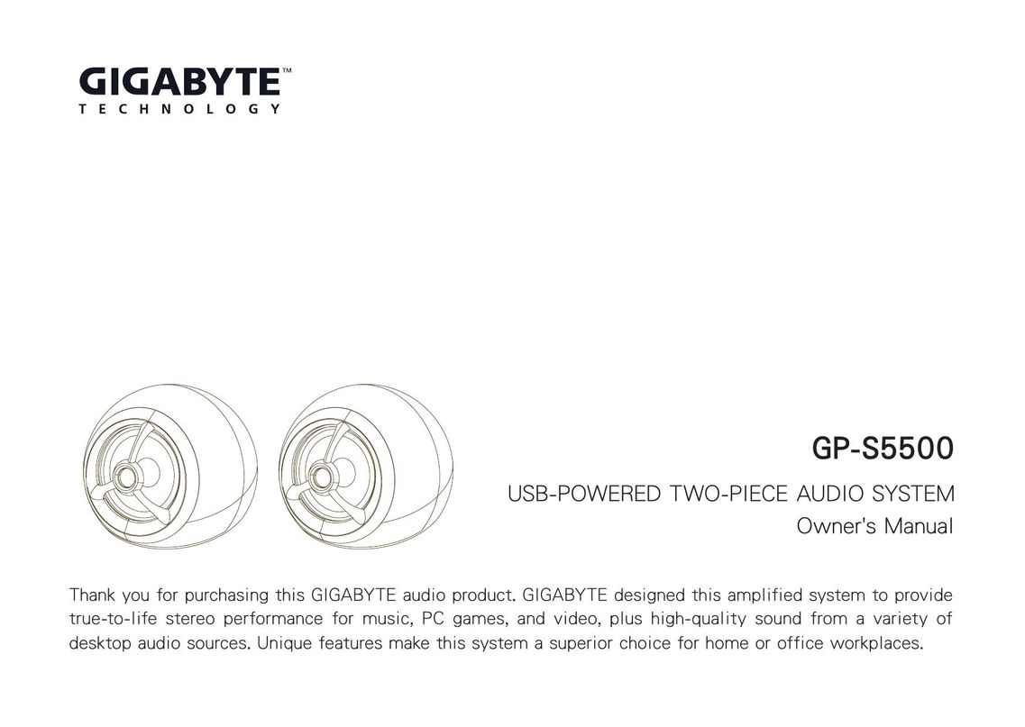 Gigabyte GP-S5500 Portable Speaker User Manual