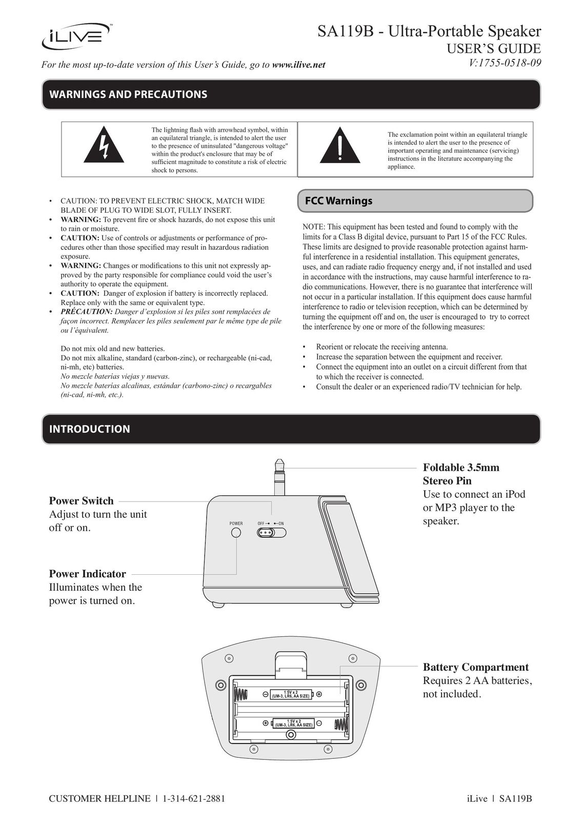 GPX SA119B Portable Speaker User Manual